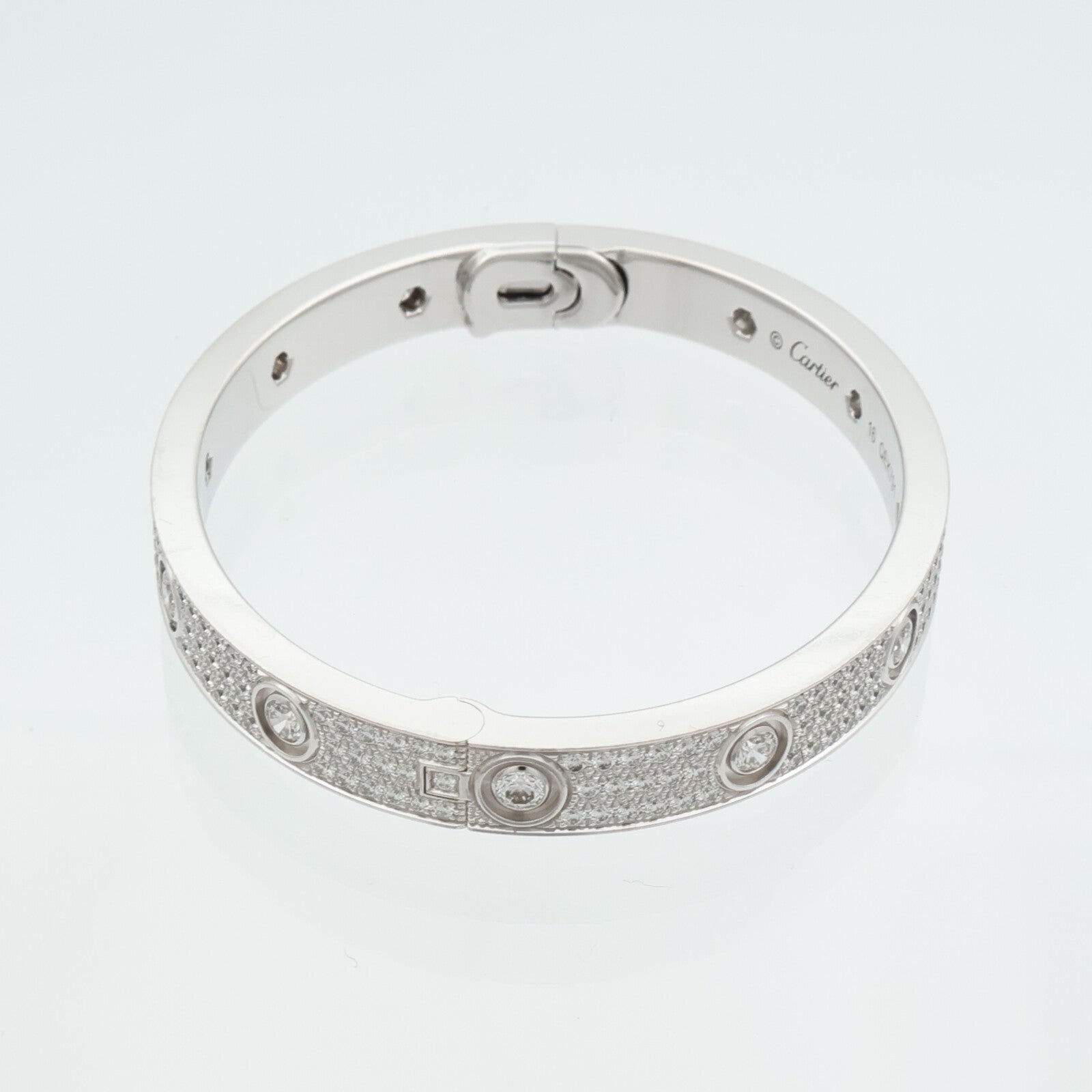 CARTIER 18K白金Love Bangle Full Diamond鑽石手鐲