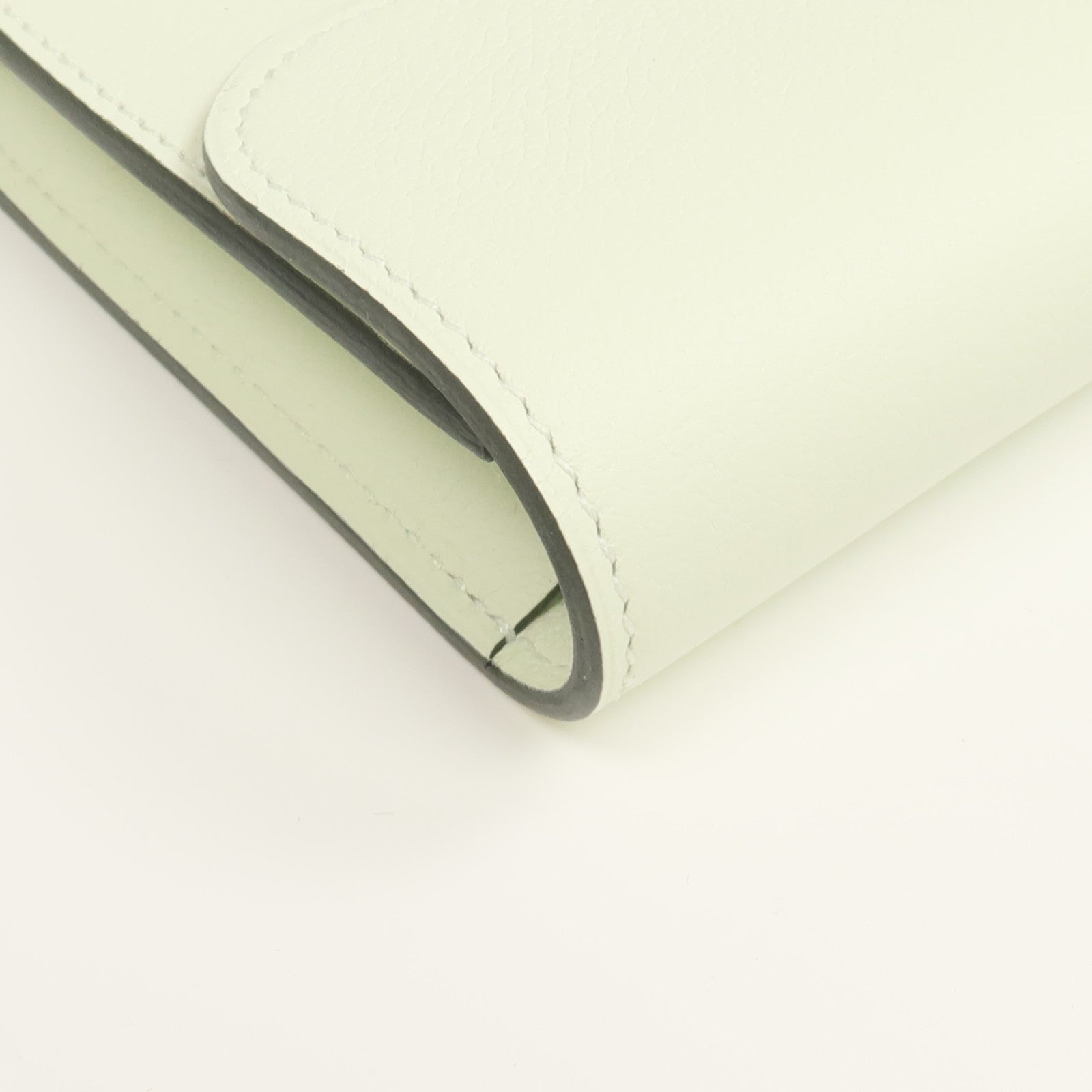 HERMES 【激減優惠】Evercolor皮革Constance Slim Wallet銀扣錢包Vert Fizz