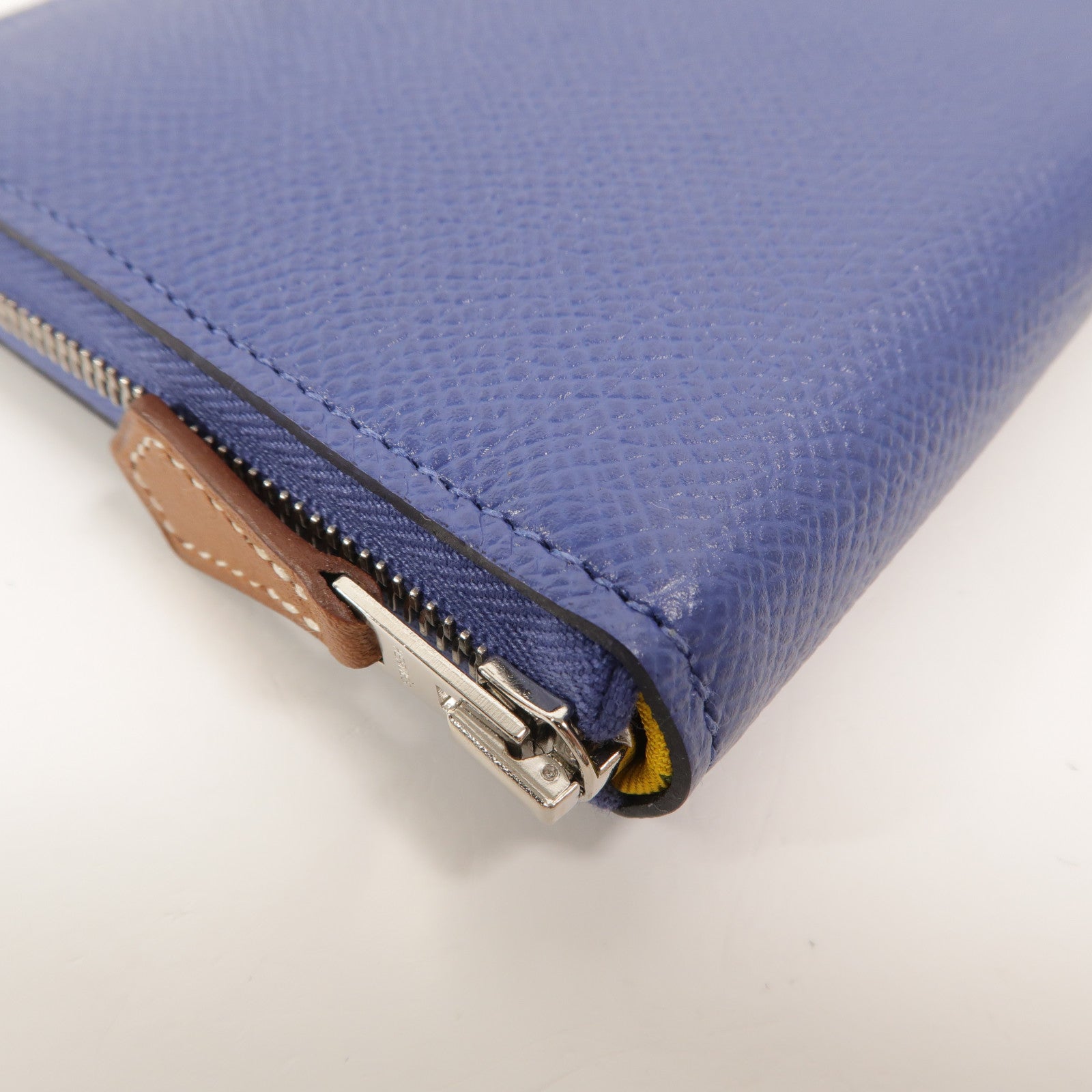 HERMES Epsom皮革Silk In Compact Wallet錢包Bleu Brighton