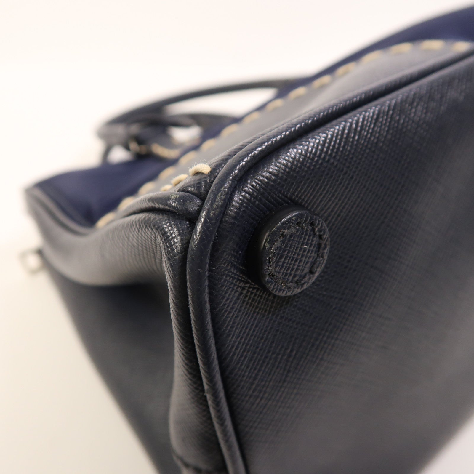 PRADA 尼龍/牛皮皮革2 Way Shoulder銀扣手挽肩背兩用袋