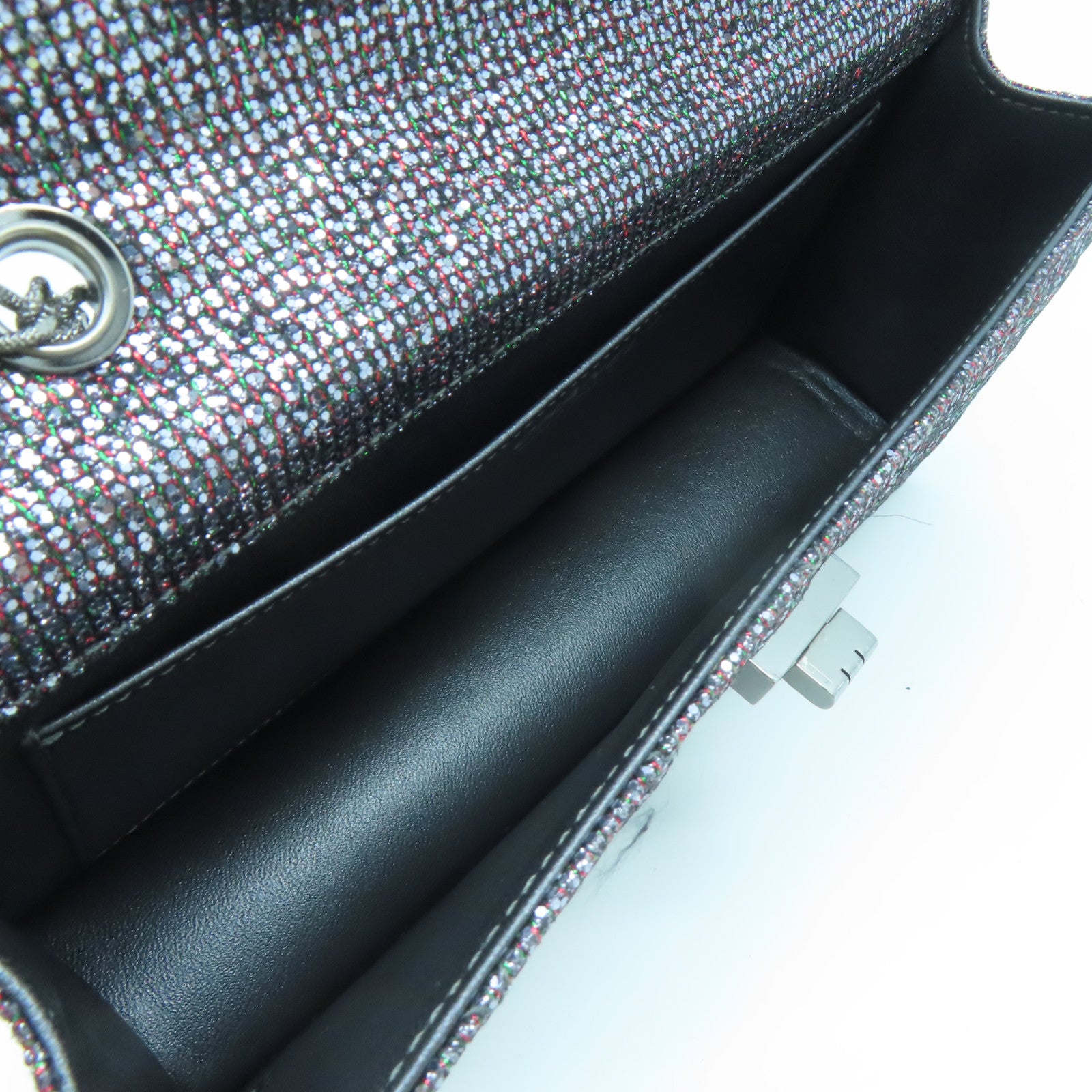 CHANEL 【清倉大減價】菱格牛皮皮革Chain Shoulder Bag銀扣鏈帶肩背袋銀色