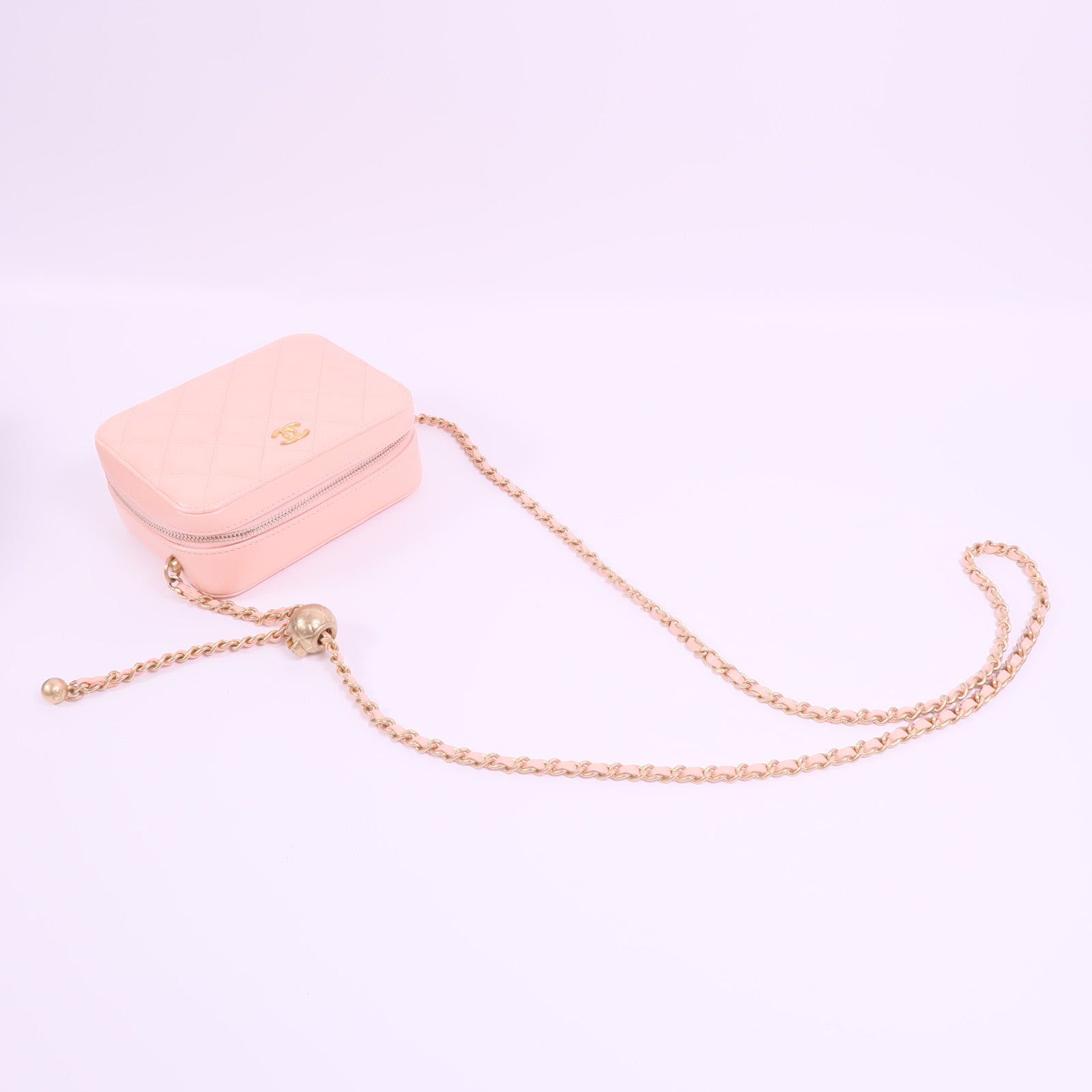 CHANEL 羊皮皮革Camera Gold Ball金扣鏈帶肩背袋