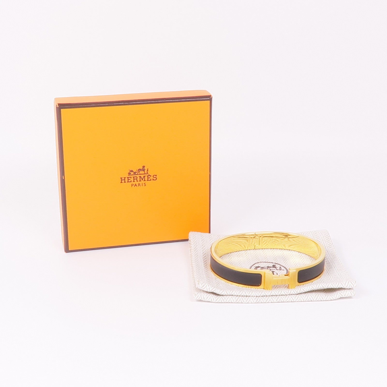 HERMES 金屬Clic-H手鐲Gold/Black