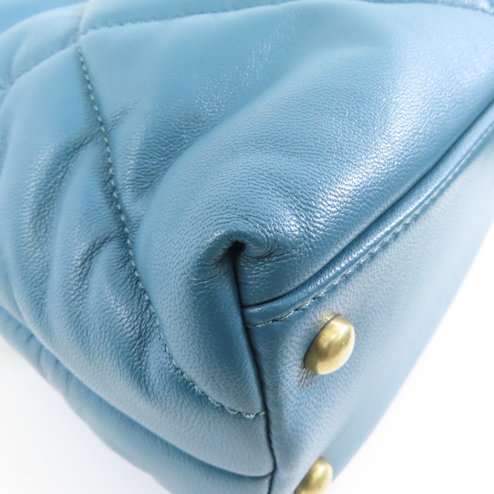 CHANEL 【激減優惠】菱格羊皮皮革Chain Shoulder金扣肩背袋綠色