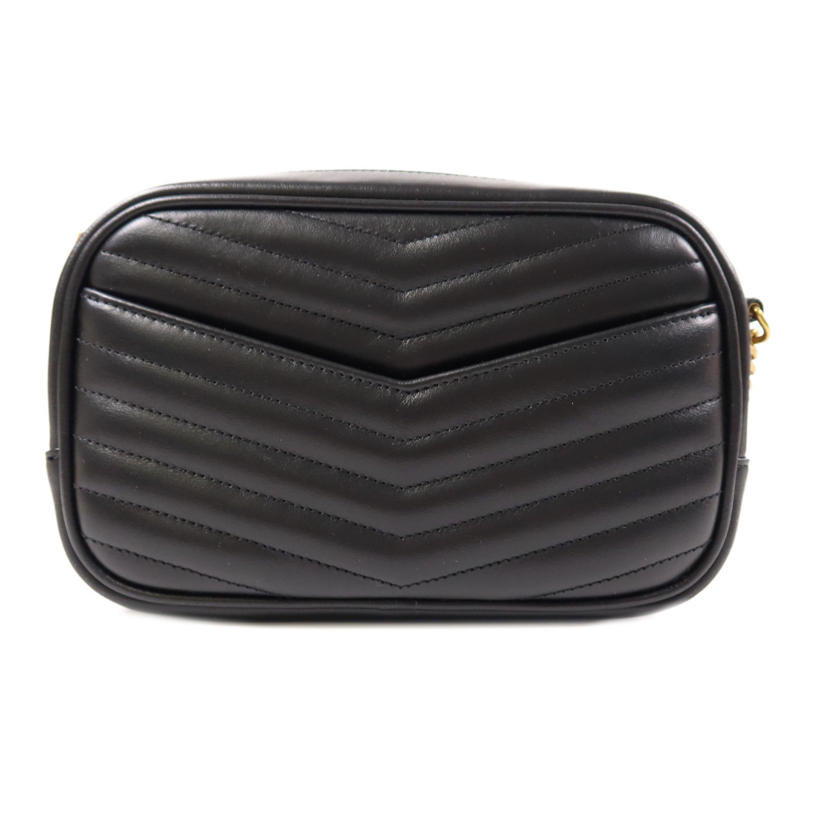 SAINT LAURENT YSL GHW Mini Lou Shoulder Bag Calfskin Leather Black 7006