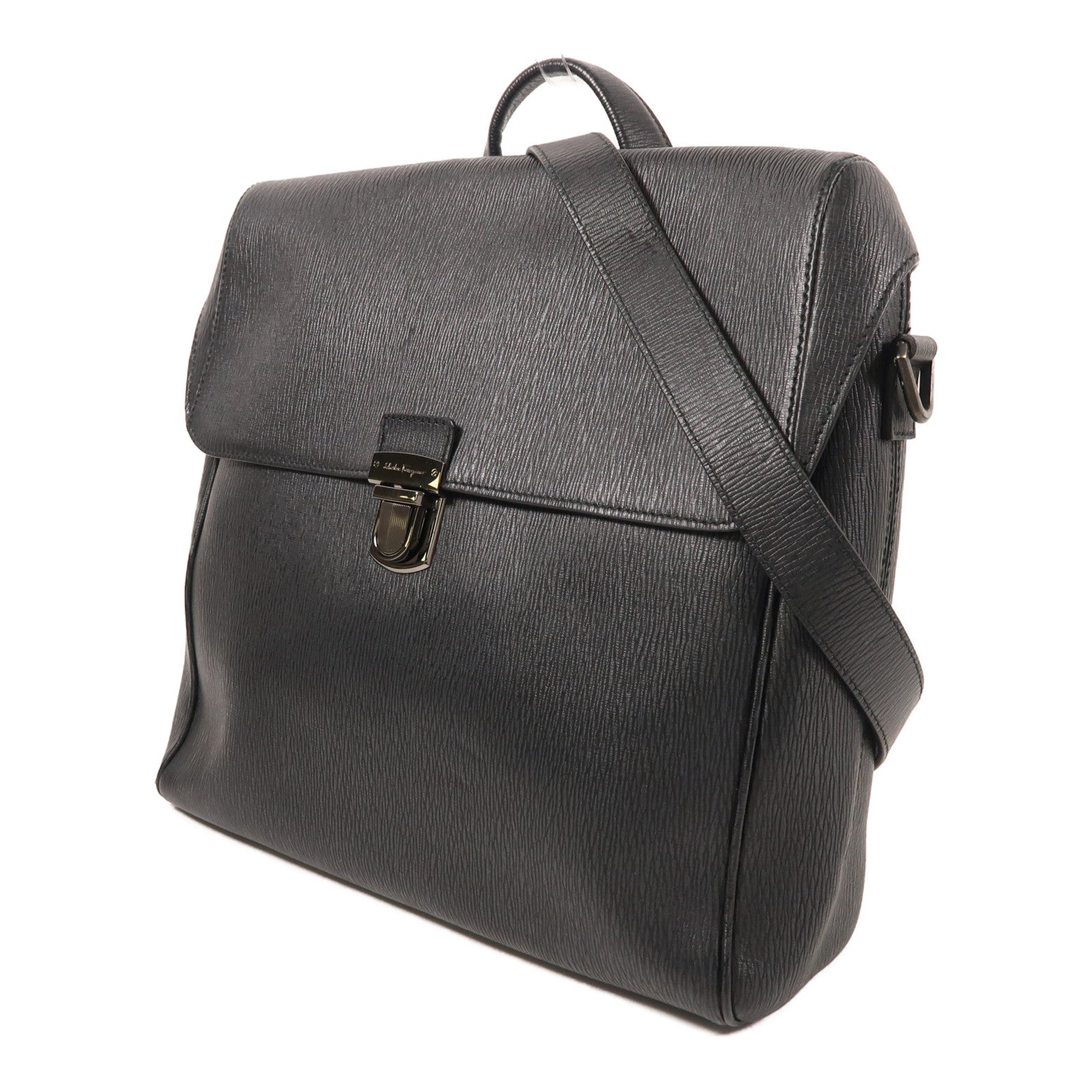 Salvatore Ferragamo 牛皮皮革Shoulder Bag銀扣肩背袋