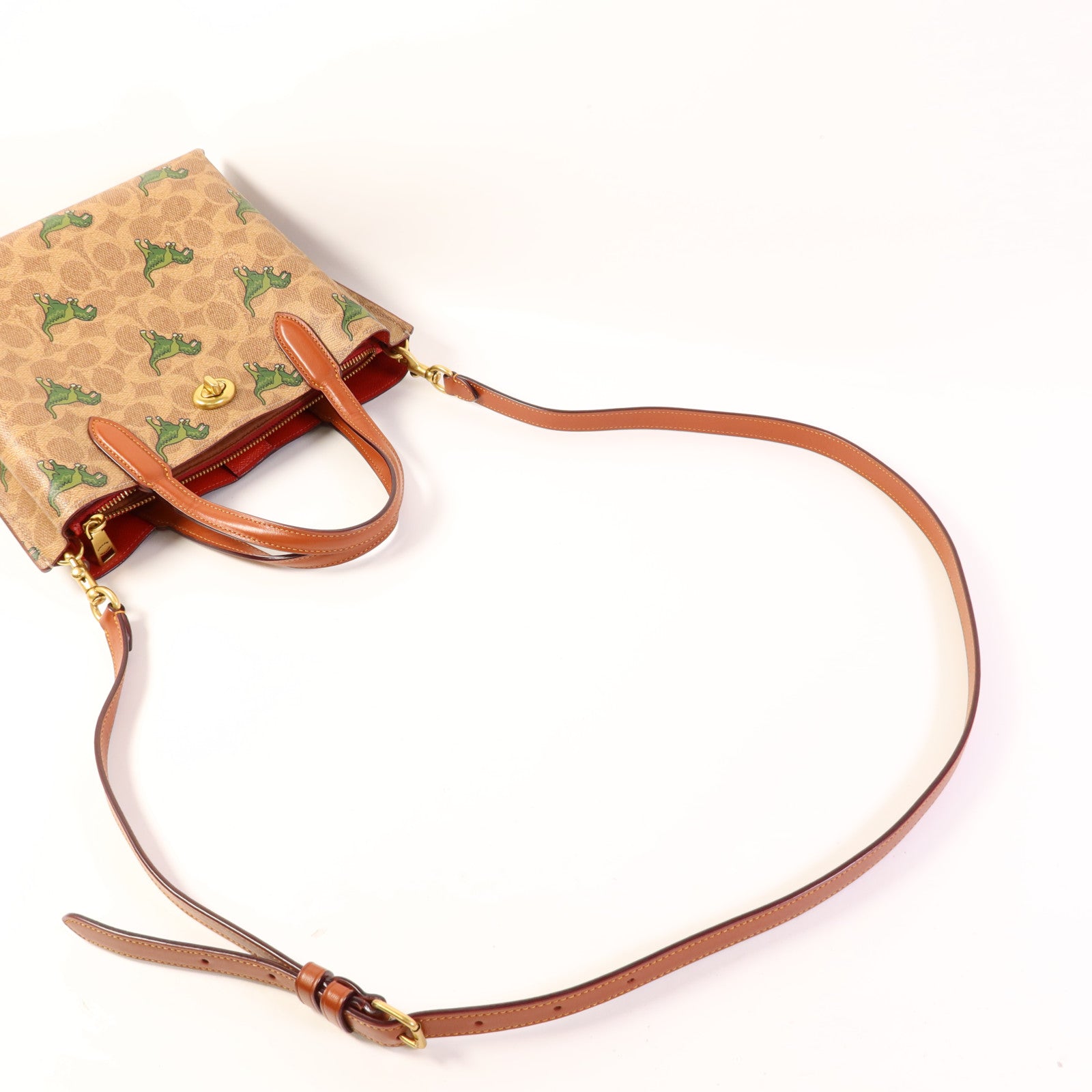 COACH 塗層帆布2 Way Shoulder金扣手挽肩背兩用袋
