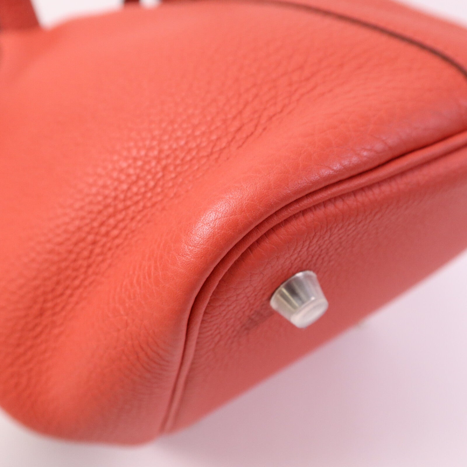 HERMES Clemence皮革Picotin MM銀扣手挽袋Rose Texas