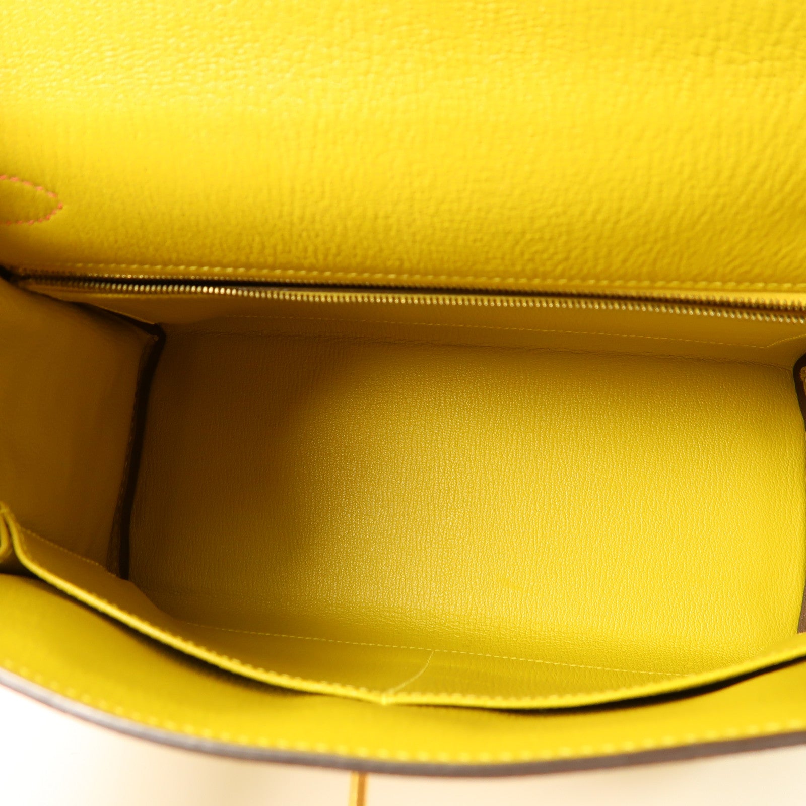 HERMES 【激減優惠】Chevre皮革Kelly 28金扣手挽肩背兩用袋Rose Azalee/Jaune Ambre