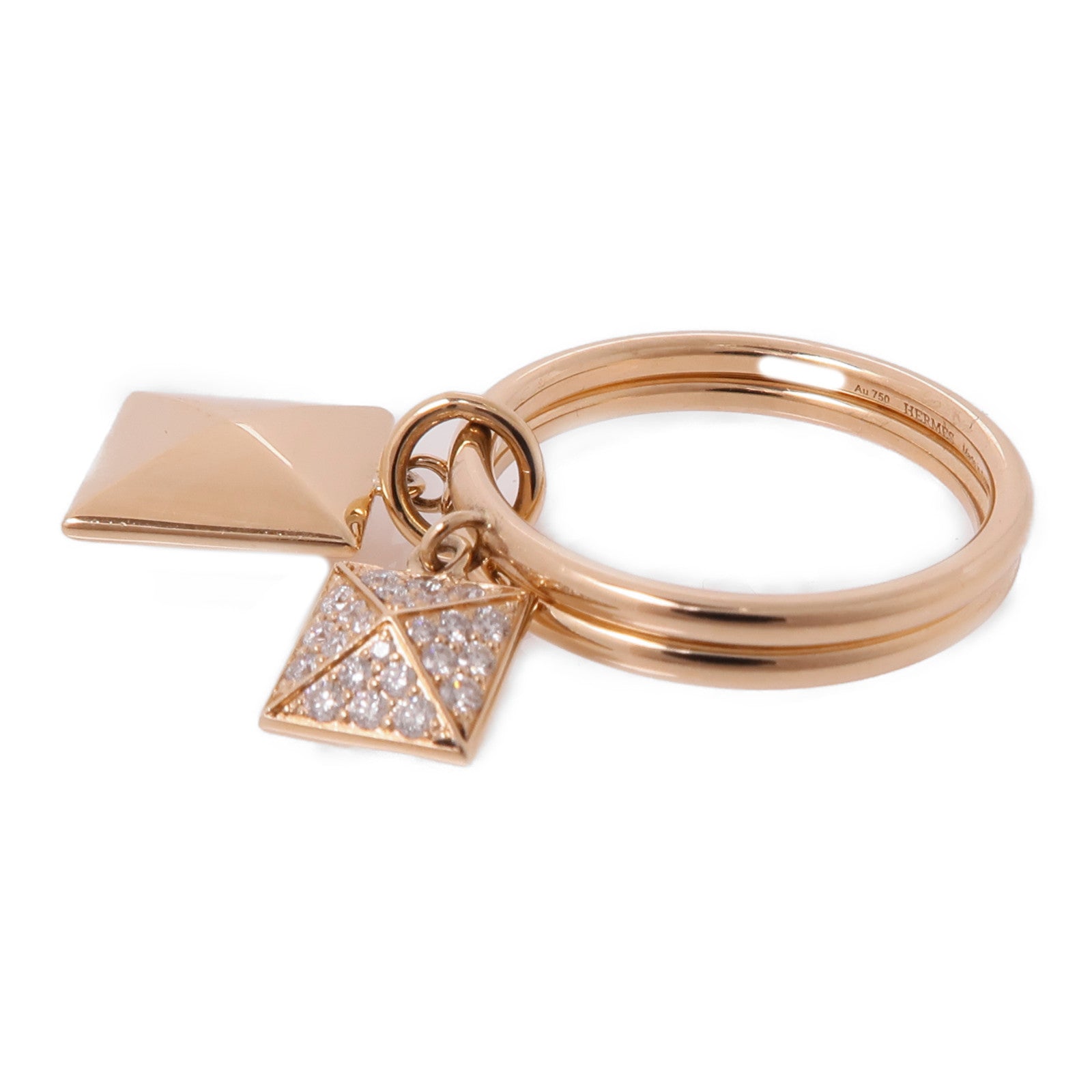 HERMES 18K玫瑰金Clopud'H Ring戒指Hermes#53US#8.5