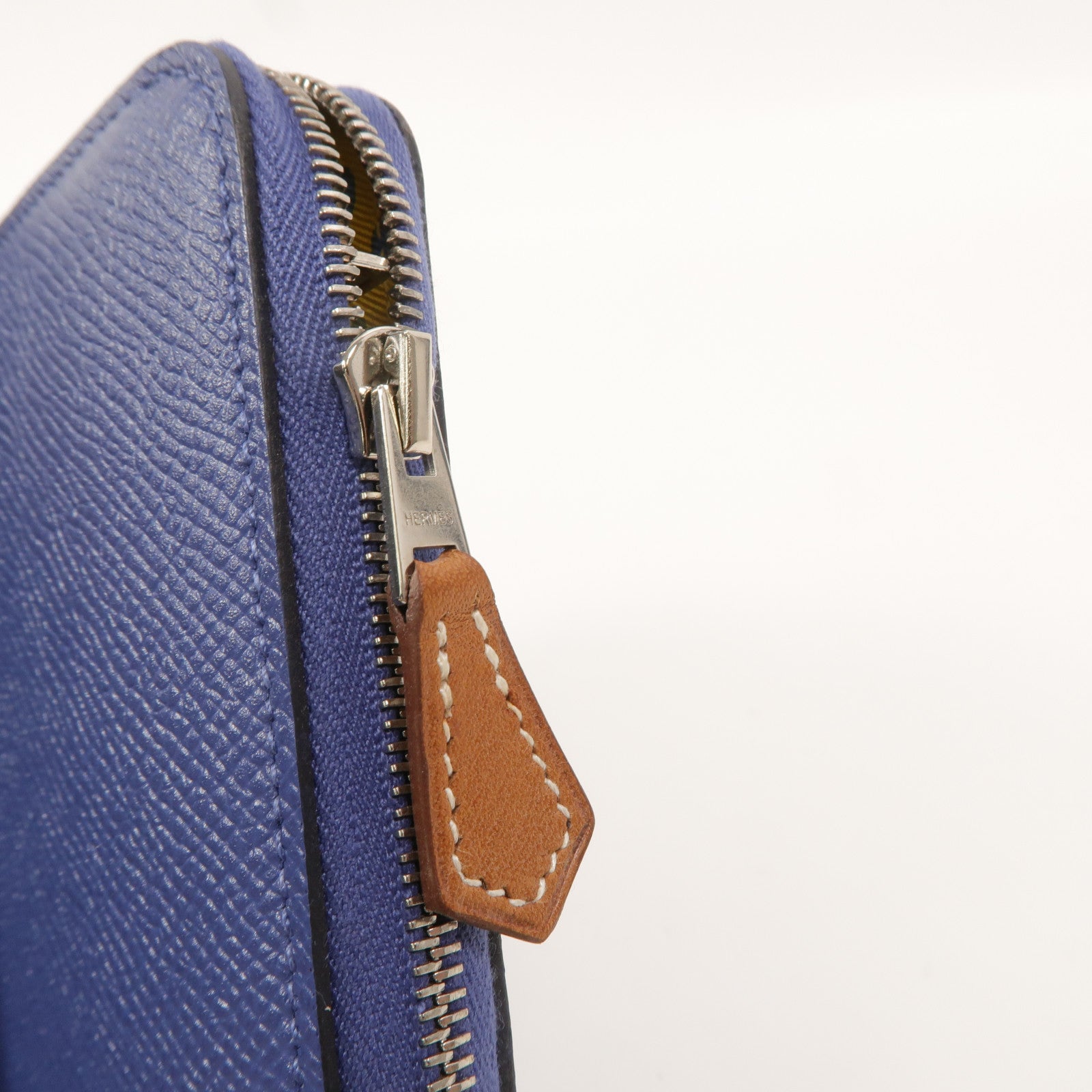 HERMES Epsom皮革Silk In Compact Wallet錢包Bleu Brighton