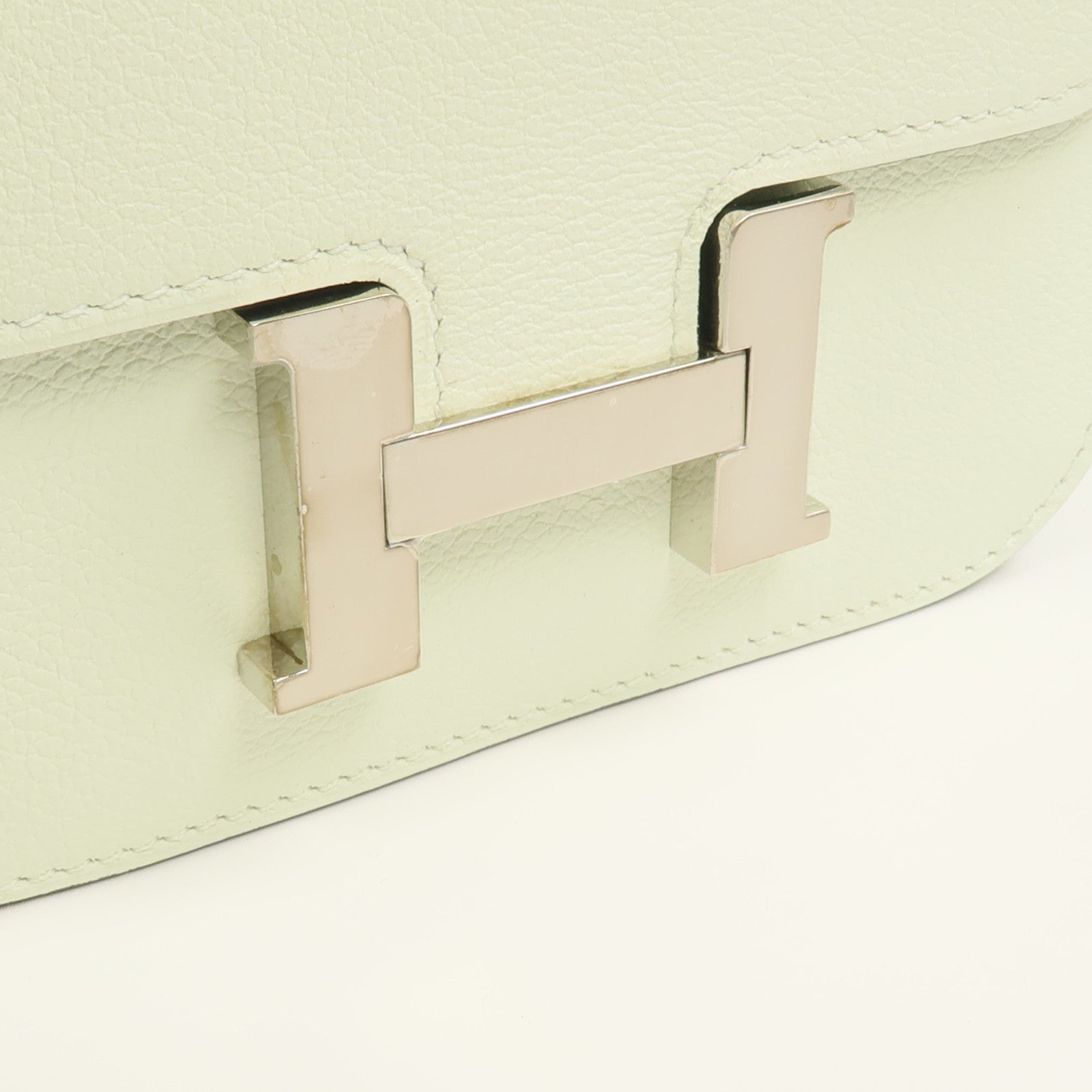 HERMES 【激減優惠】Evercolor皮革Constance Slim Wallet銀扣錢包Vert Fizz