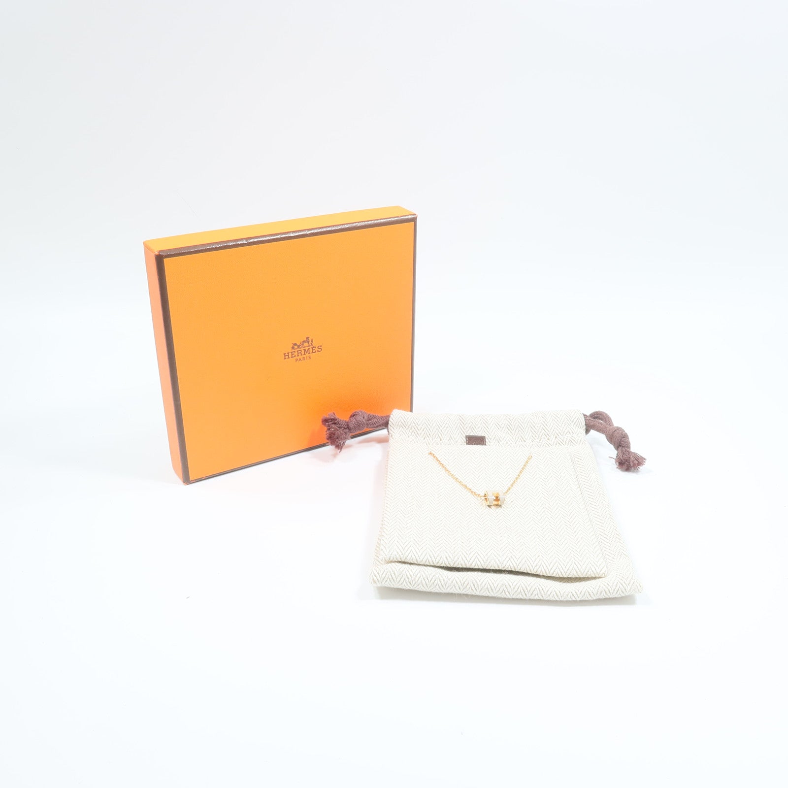 HERMES 金屬Mini Pop H Necklace項鍊Marron Glace