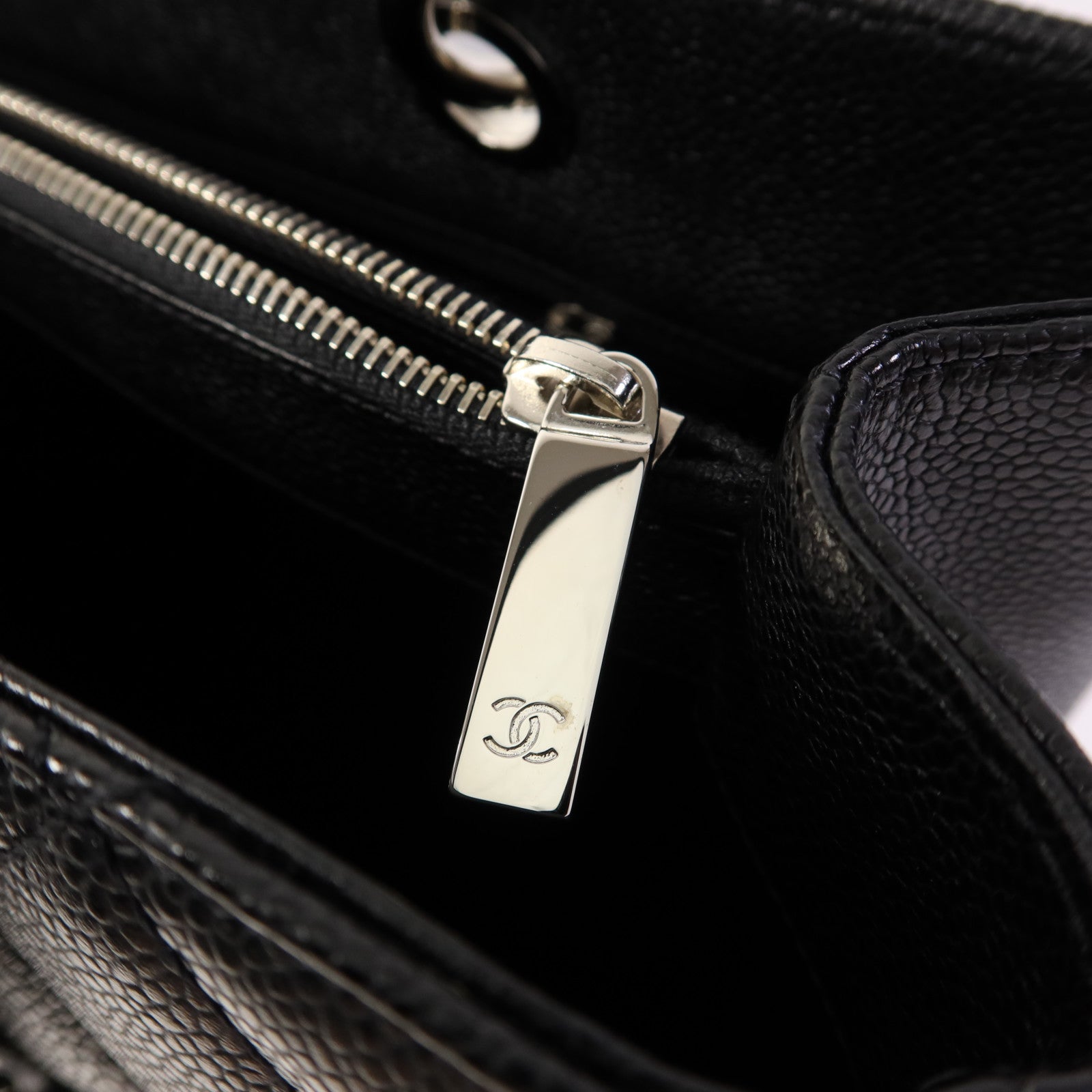 CHANEL 牛皮皮革GST Grand Shopping Tote Bag銀扣鏈帶肩背袋