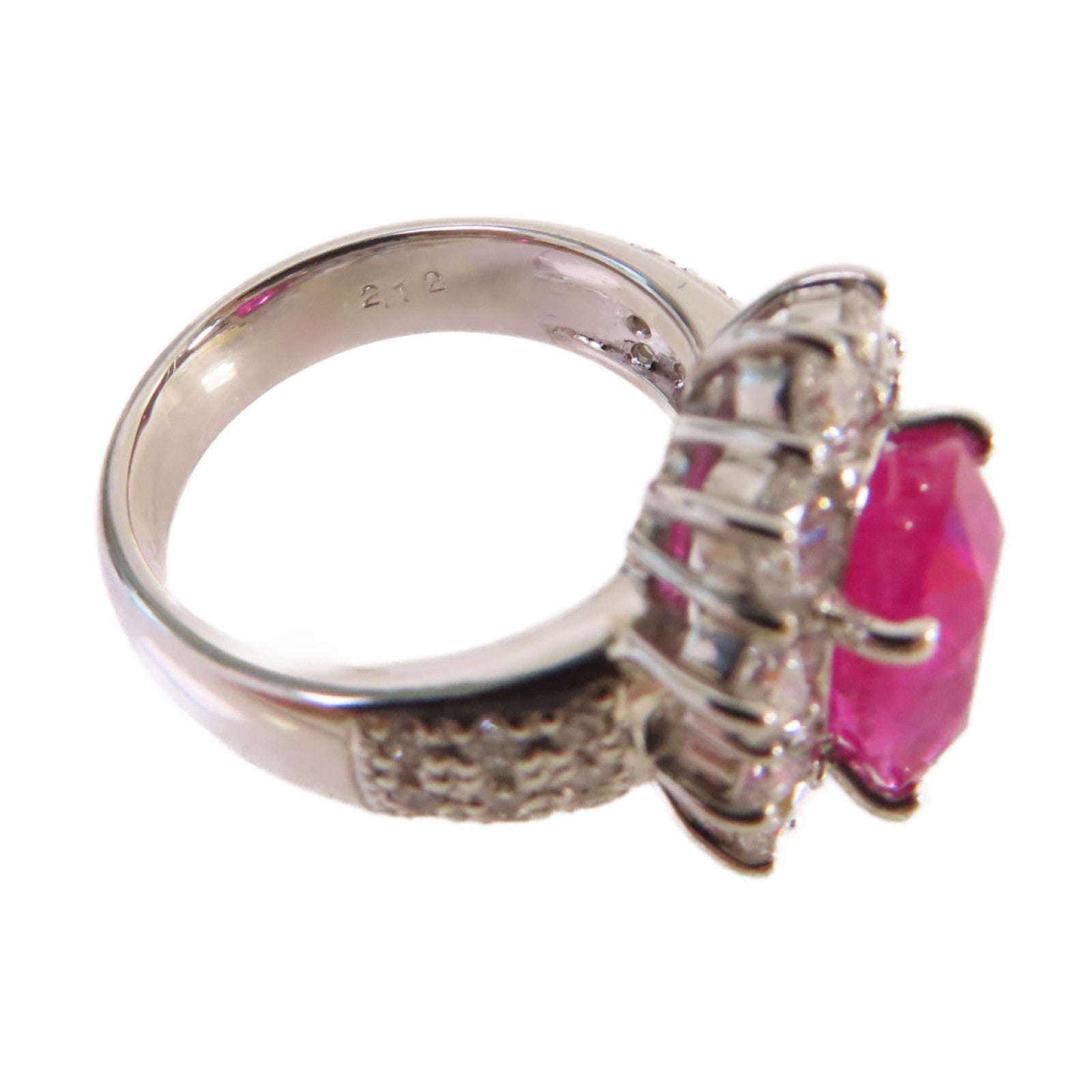 JEWELRY 【激減優惠】PT900鉑金/4.17ct紅寶石/2.12ct鑽石Ruby Ring戒指US#6.75
