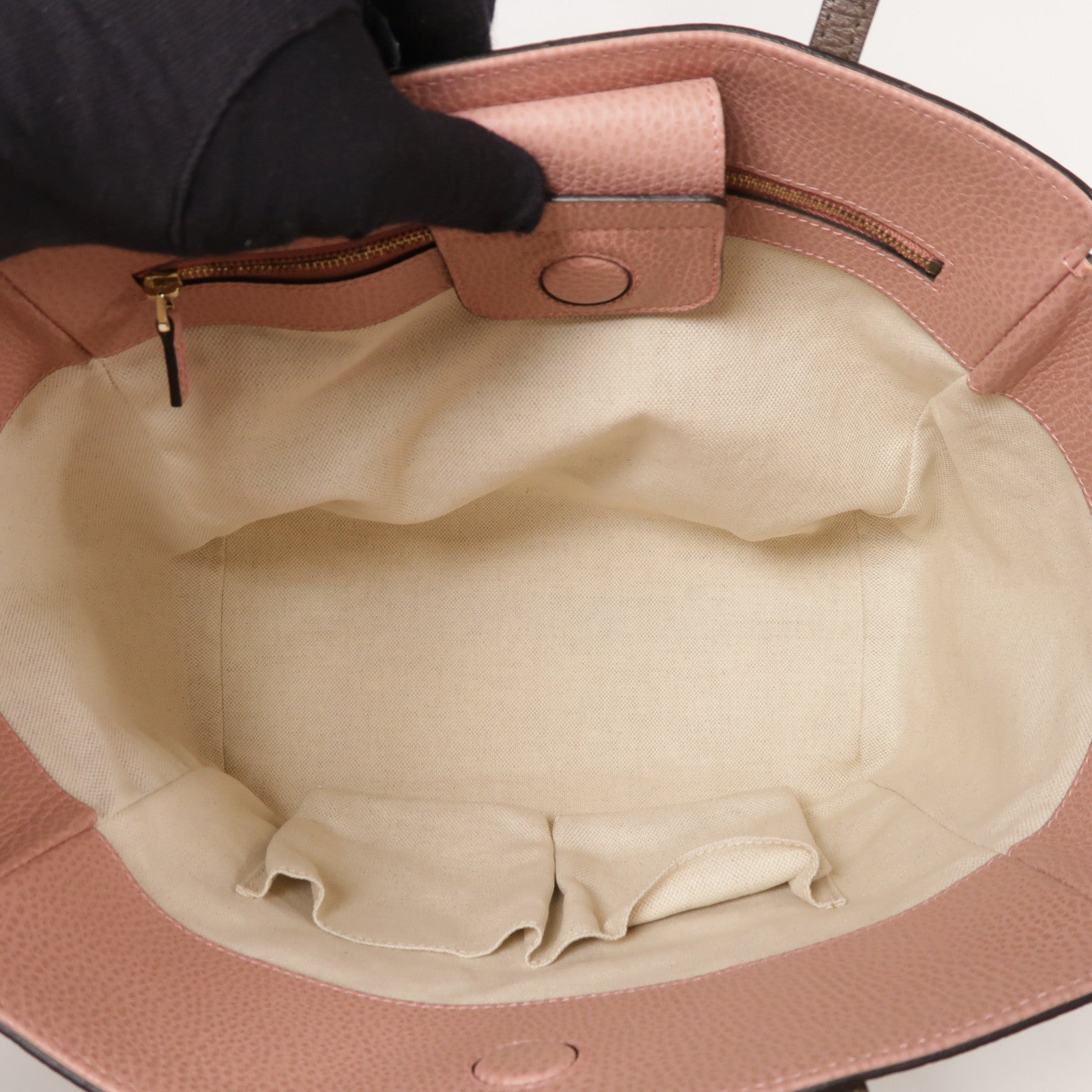 GUCCI GG Swing Shoulder Bag Calfskin Leather Gray/Pink