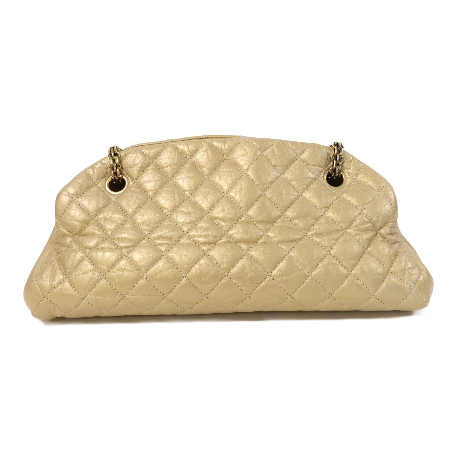 CHANEL 【激減優惠】菱格皮革Chain Shoulder金扣鏈帶肩背袋金色