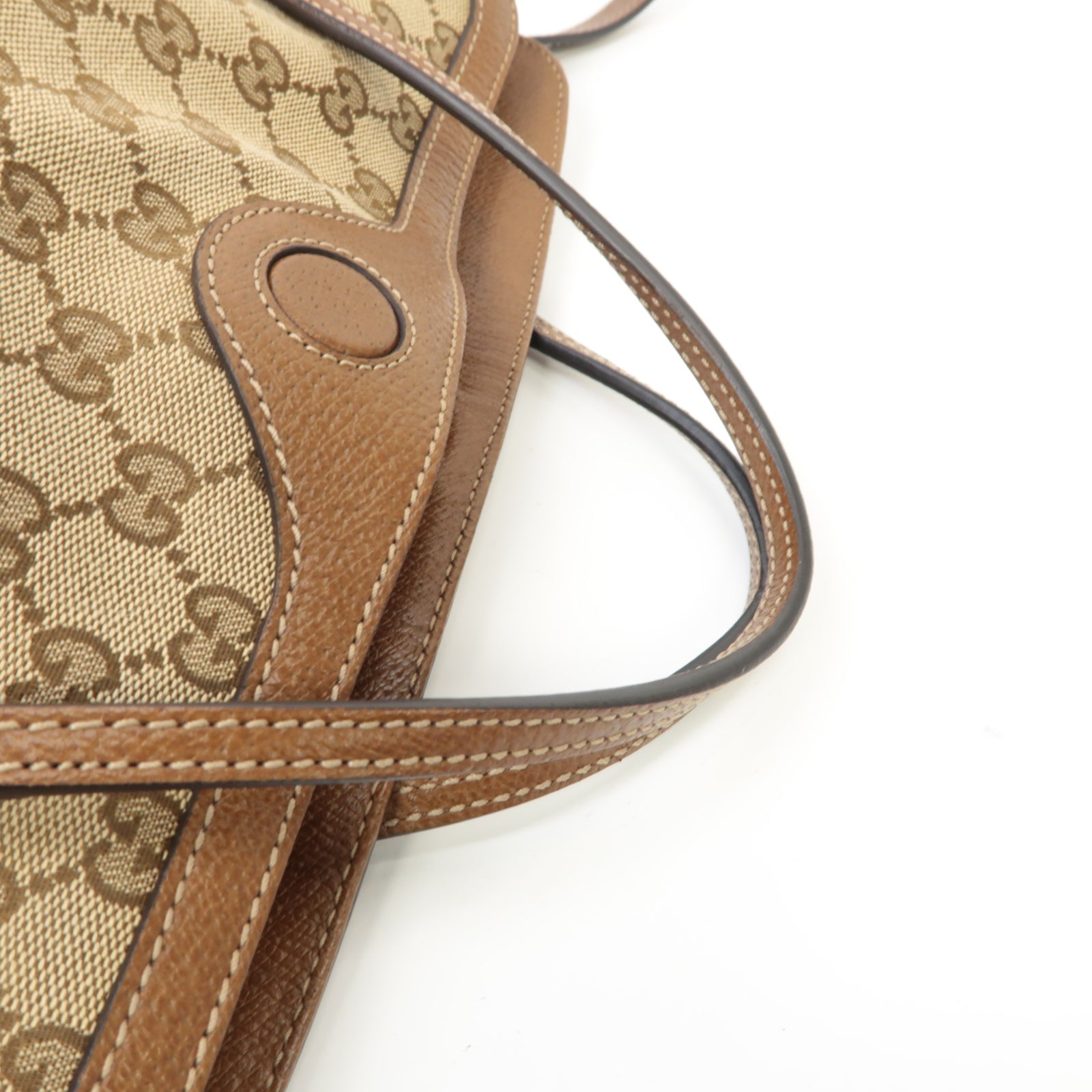 GUCCI 【激減優惠】帆布2way Shoulder Bag金扣手挽肩背兩用袋棕色