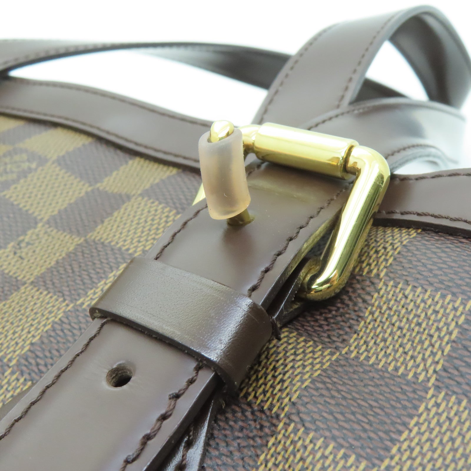 LOUIS VUITTON Damier Hampstead MM Gold Buckle Shoulder Bag Brown