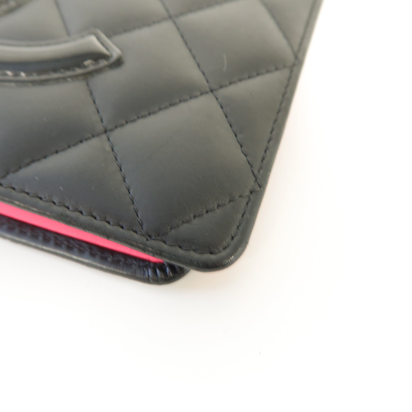 CHANEL **【激減優惠】菱格牛皮皮革Cambon Line Long Wallet銀扣長錢包黒色