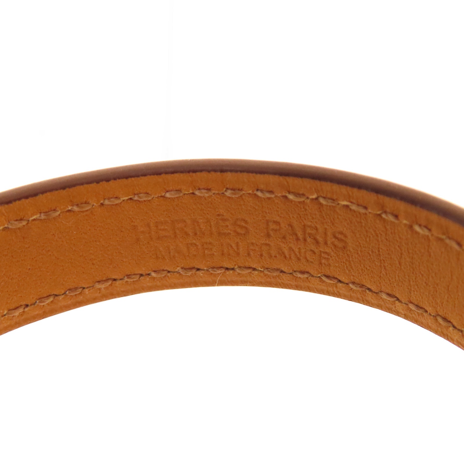 HERMES 【激減優惠】Box Calf皮革Rivile Double Tour XS Bracelet金扣手鏈 Fauve太妃色
