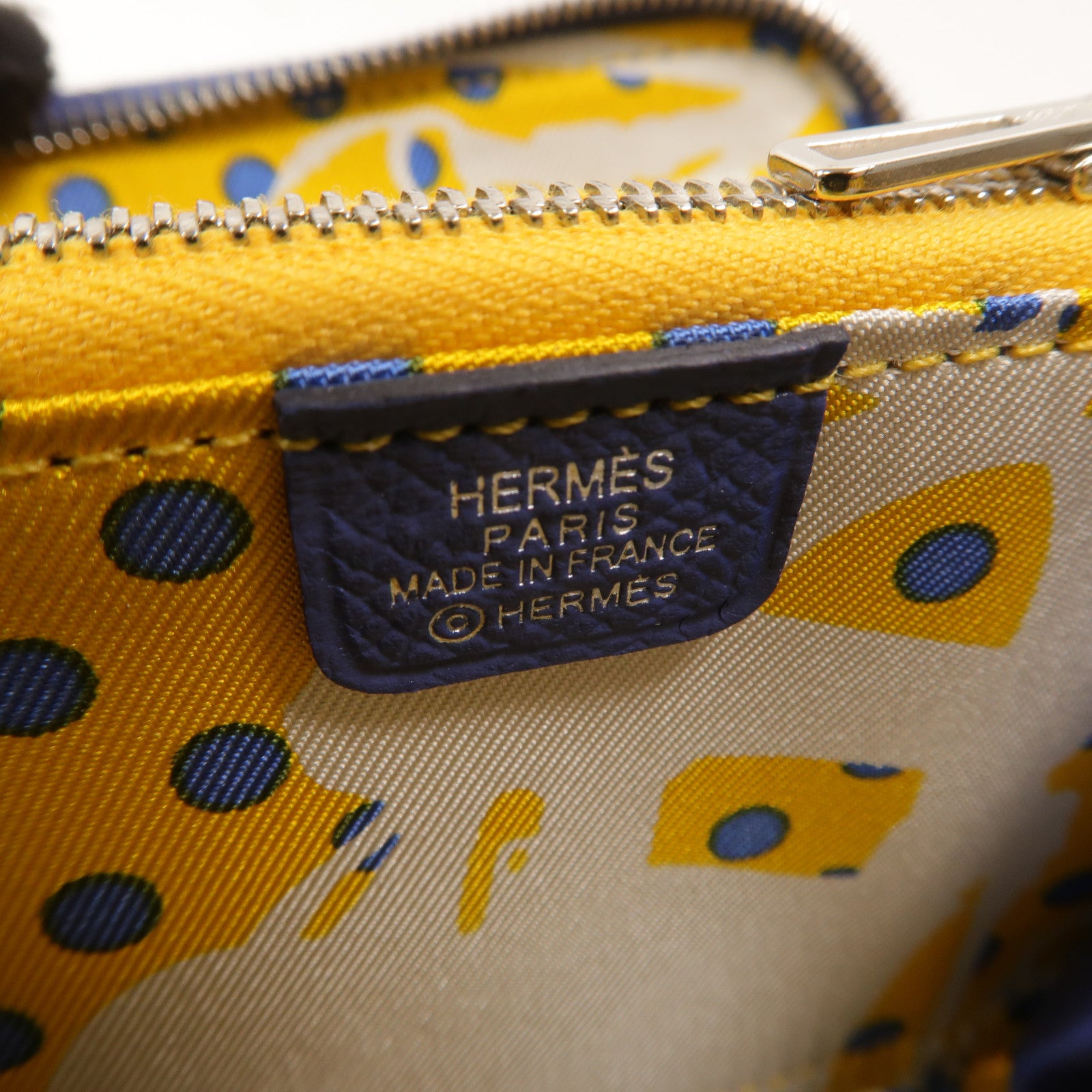 HERMES Epsom皮革Silk In Compact Wallet錢包Bleu Brighton