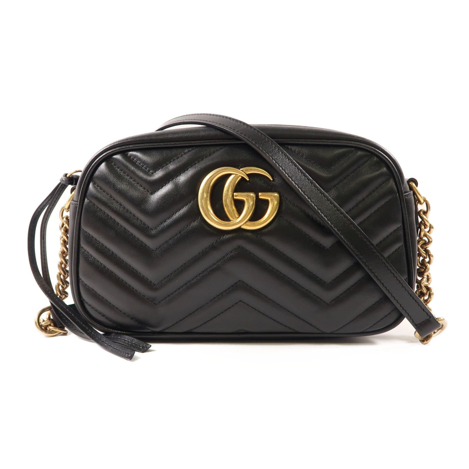 GUCCI 牛皮皮革GG Marmont金扣肩背袋黑色