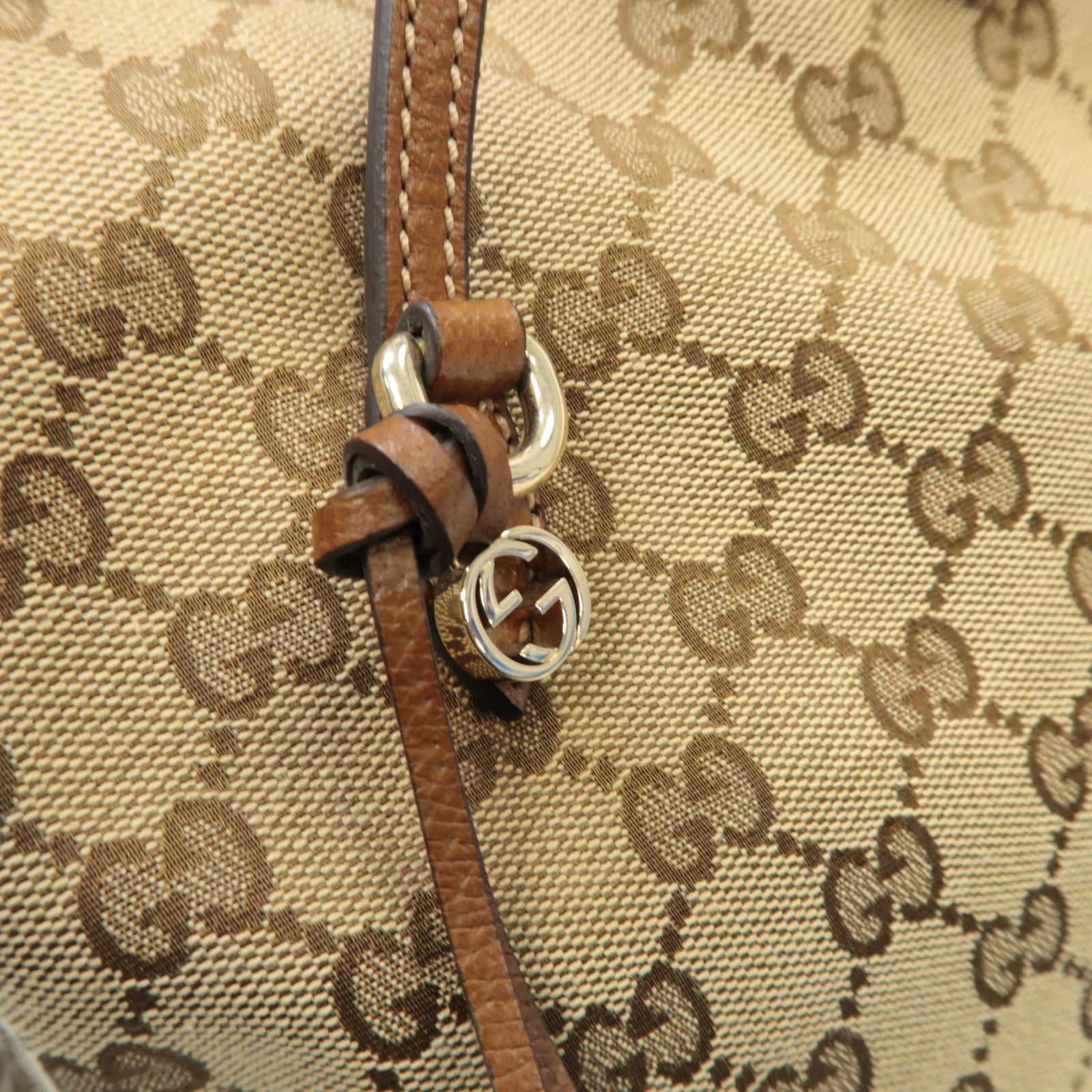 GUCCI 【激減優惠】帆布2way Shoulder Bag金扣手挽肩背兩用袋棕色