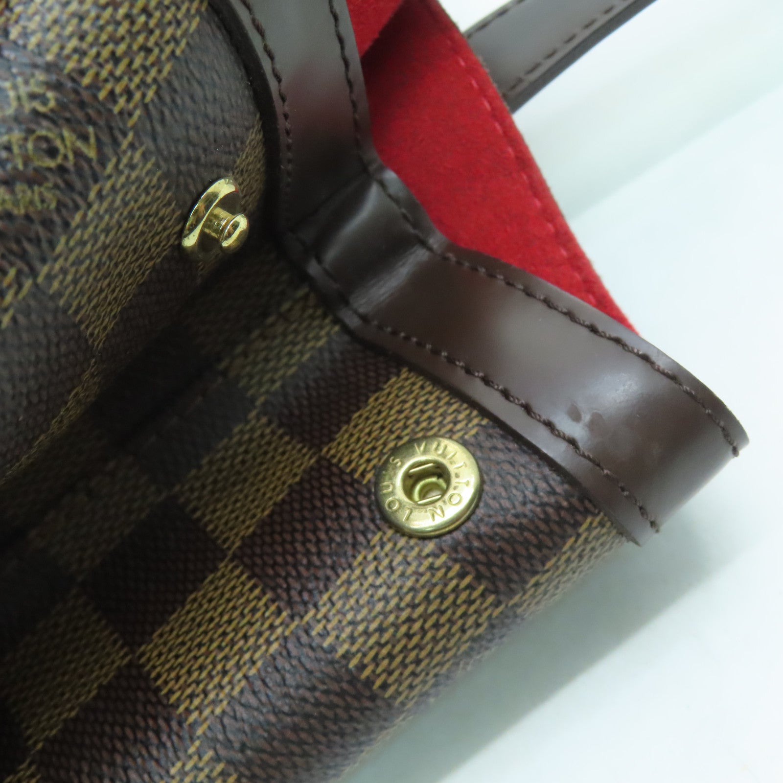 LOUIS VUITTON Damier Hampstead MM Gold Buckle Shoulder Bag Brown
