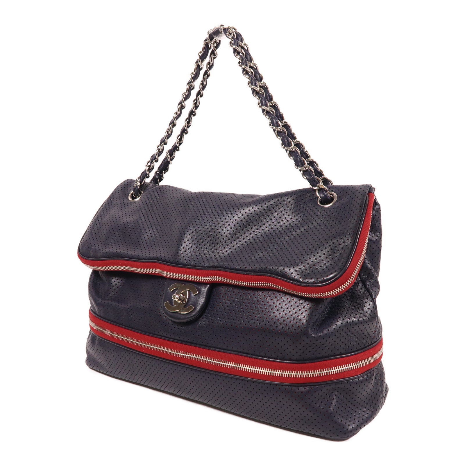 CHANEL 【激減優惠】牛皮皮革Chain Shoulder銀扣肩背袋