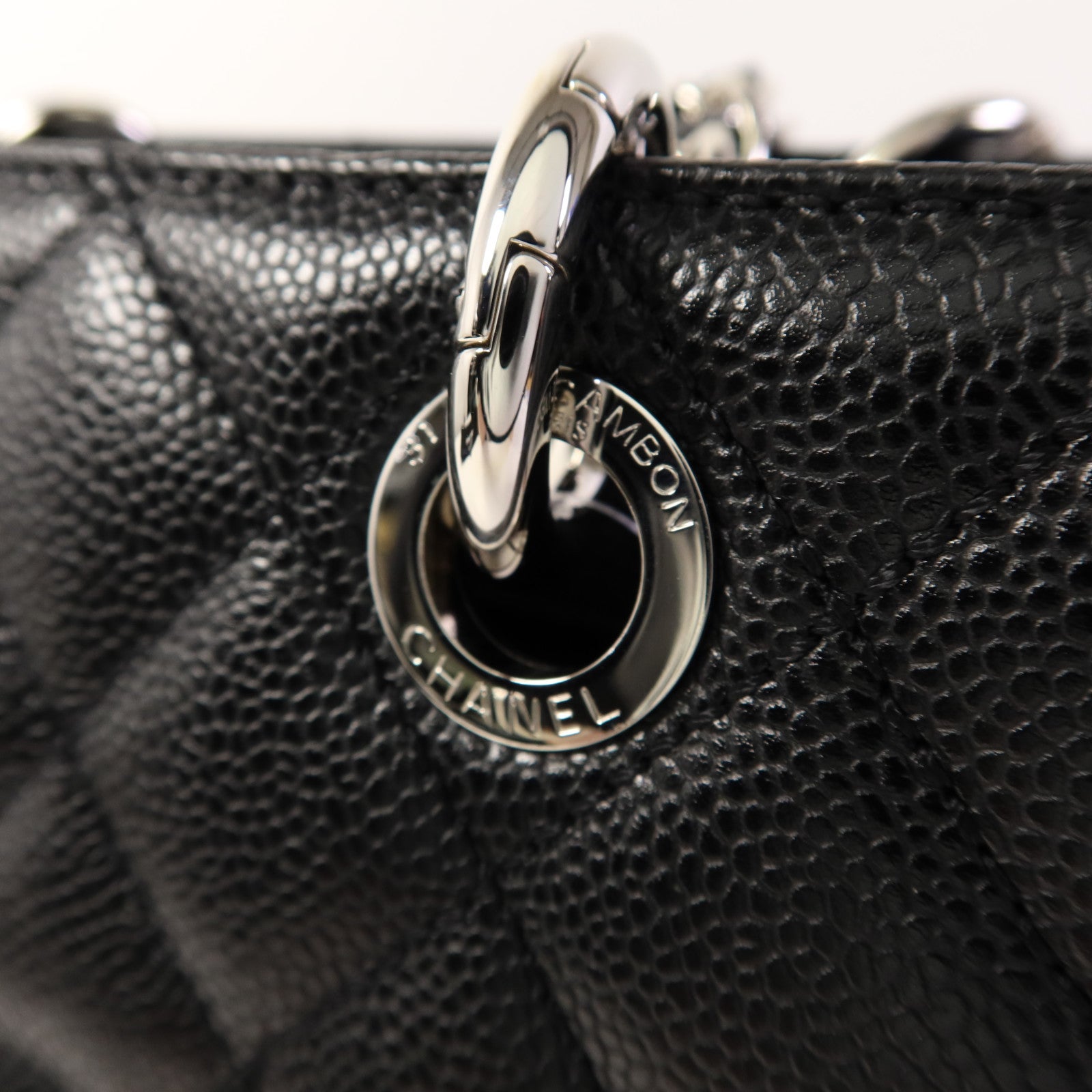 CHANEL 牛皮皮革GST Grand Shopping Tote Bag銀扣鏈帶肩背袋
