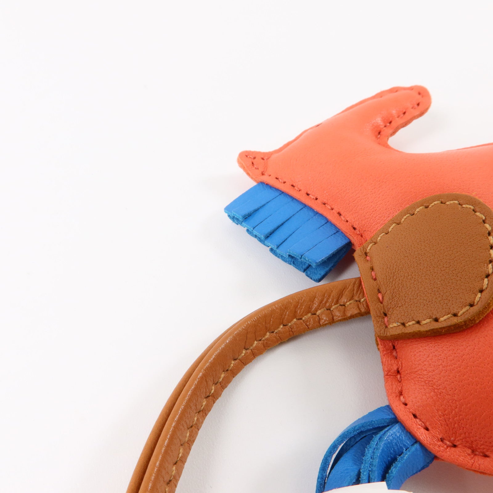 HERMES Milo皮革Rodeo PM掛飾Rose Texas/Bleu Zanzibar/Gold