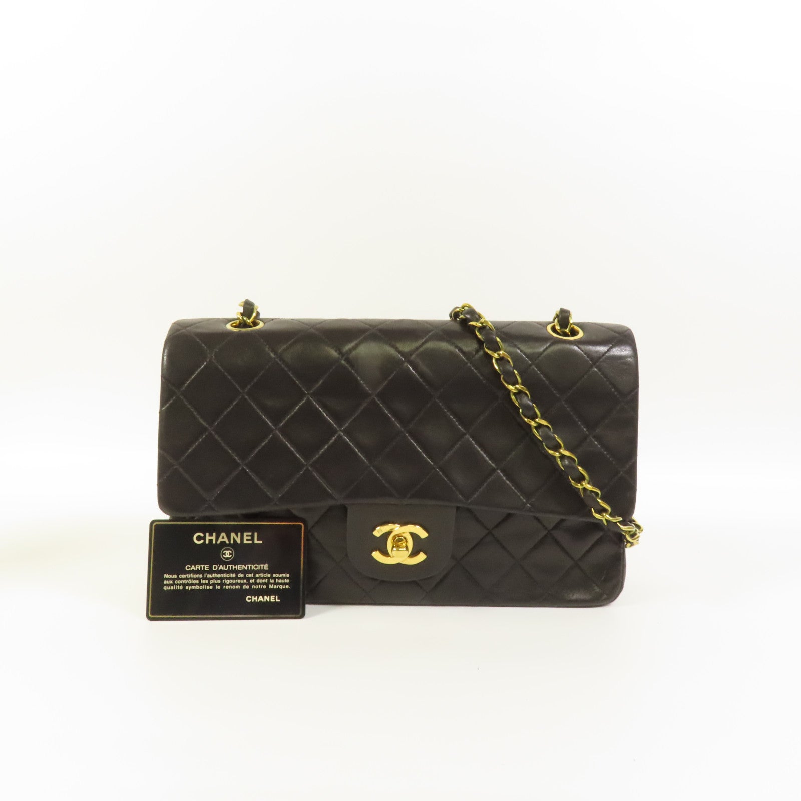 CHANEL 羊皮皮革Vintage Classic 25金扣鏈帶肩背袋