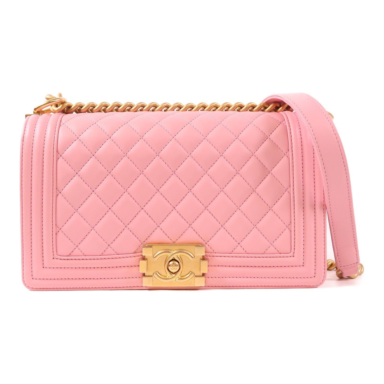 CHANEL 羊皮皮革Boy Chanel金扣肩背袋