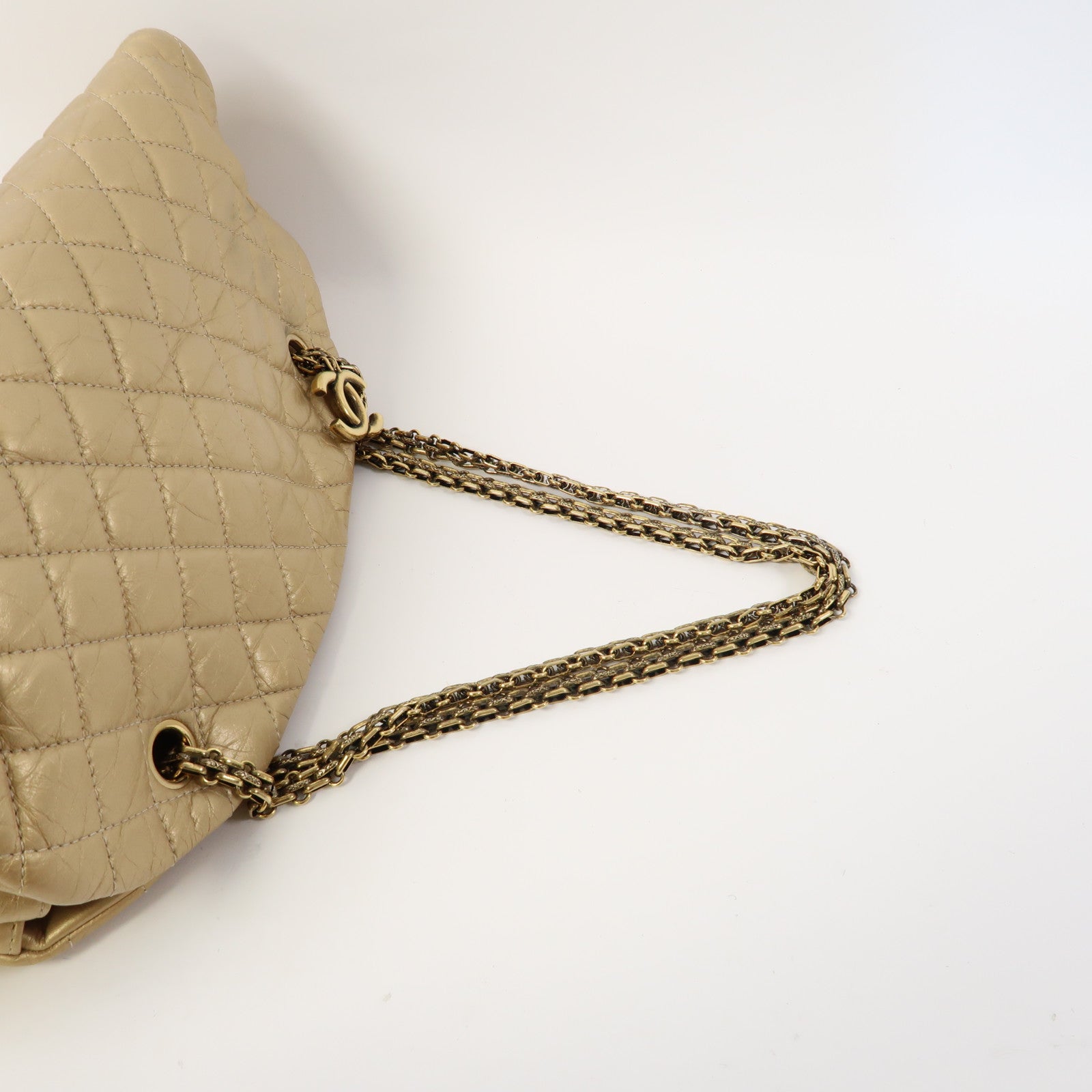 CHANEL 【激減優惠】菱格皮革Chain Shoulder金扣鏈帶肩背袋金色