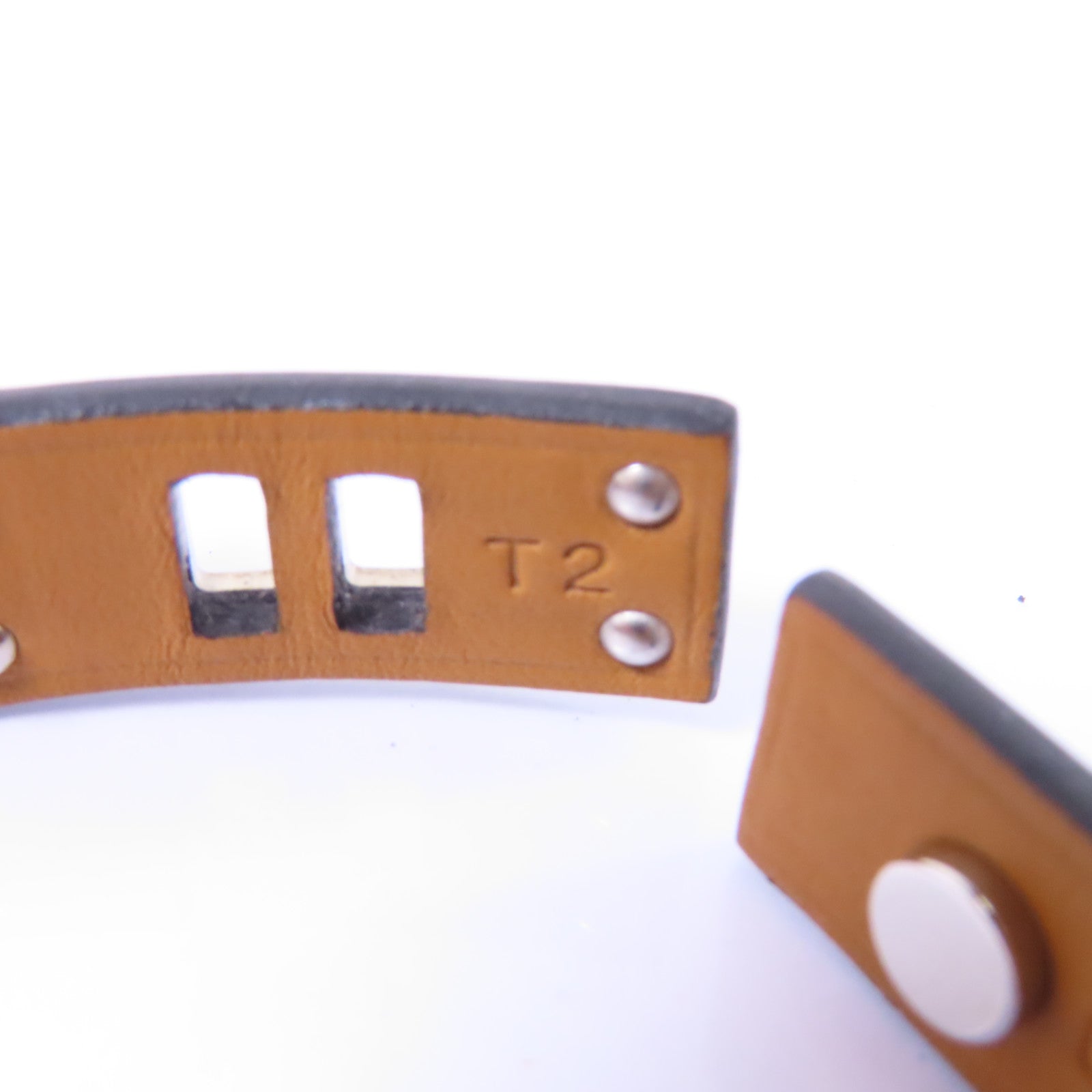 HERMES 皮革Mini Dog Double Tour Bracelet手鏈Noir/黑色/銀色