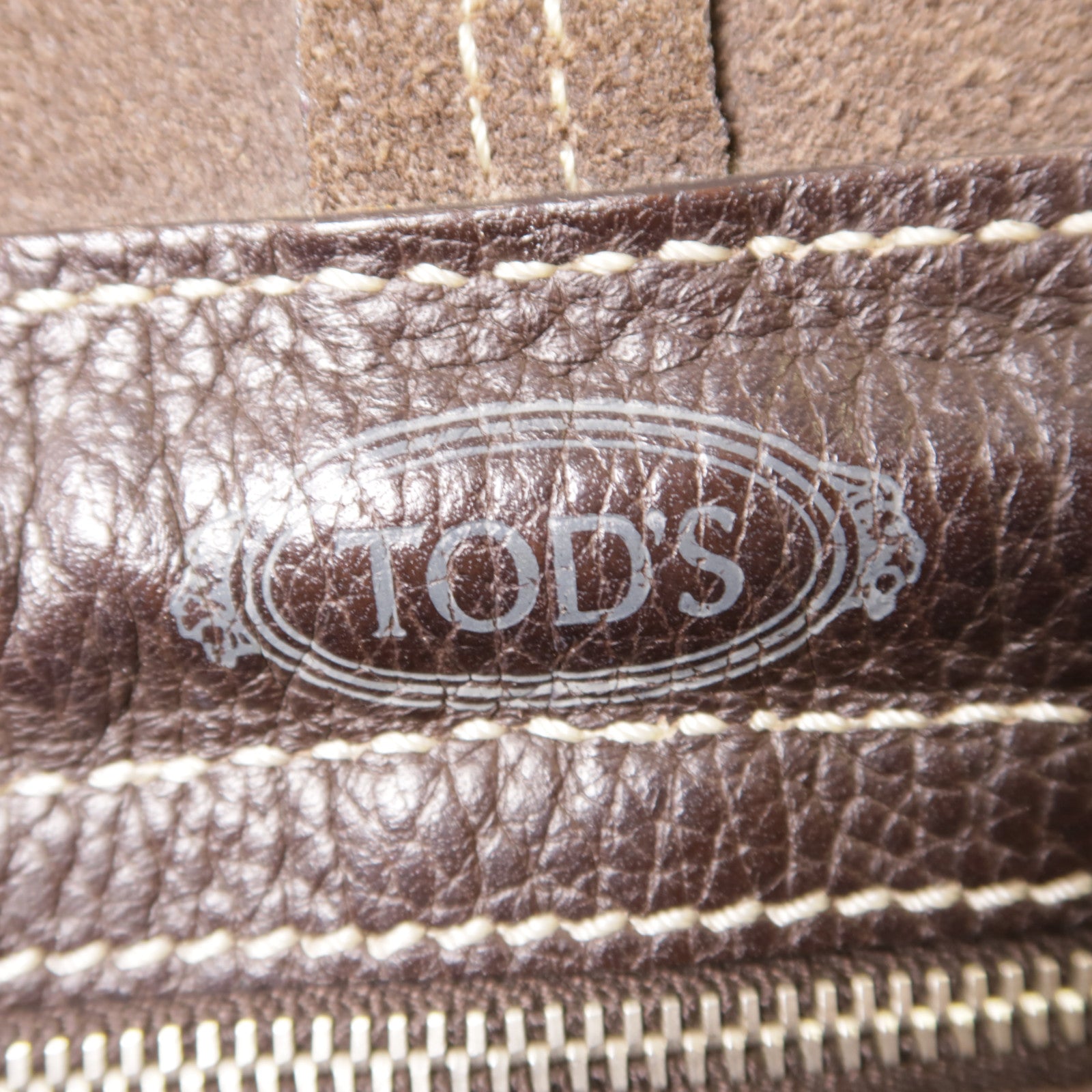 TOD'S 牛皮皮革Tote Bag銀扣肩背袋