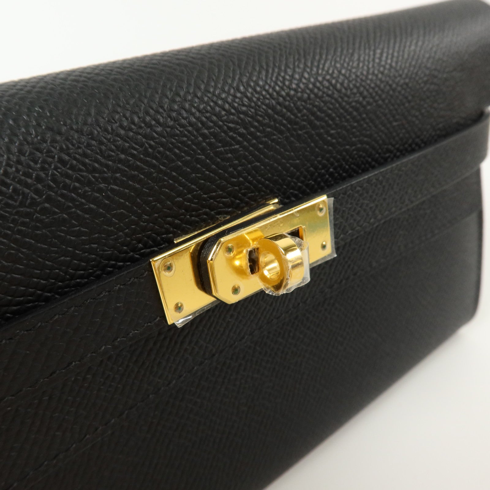 HERMES Epsom皮革Kelly Wallet金扣長錢包Noir
