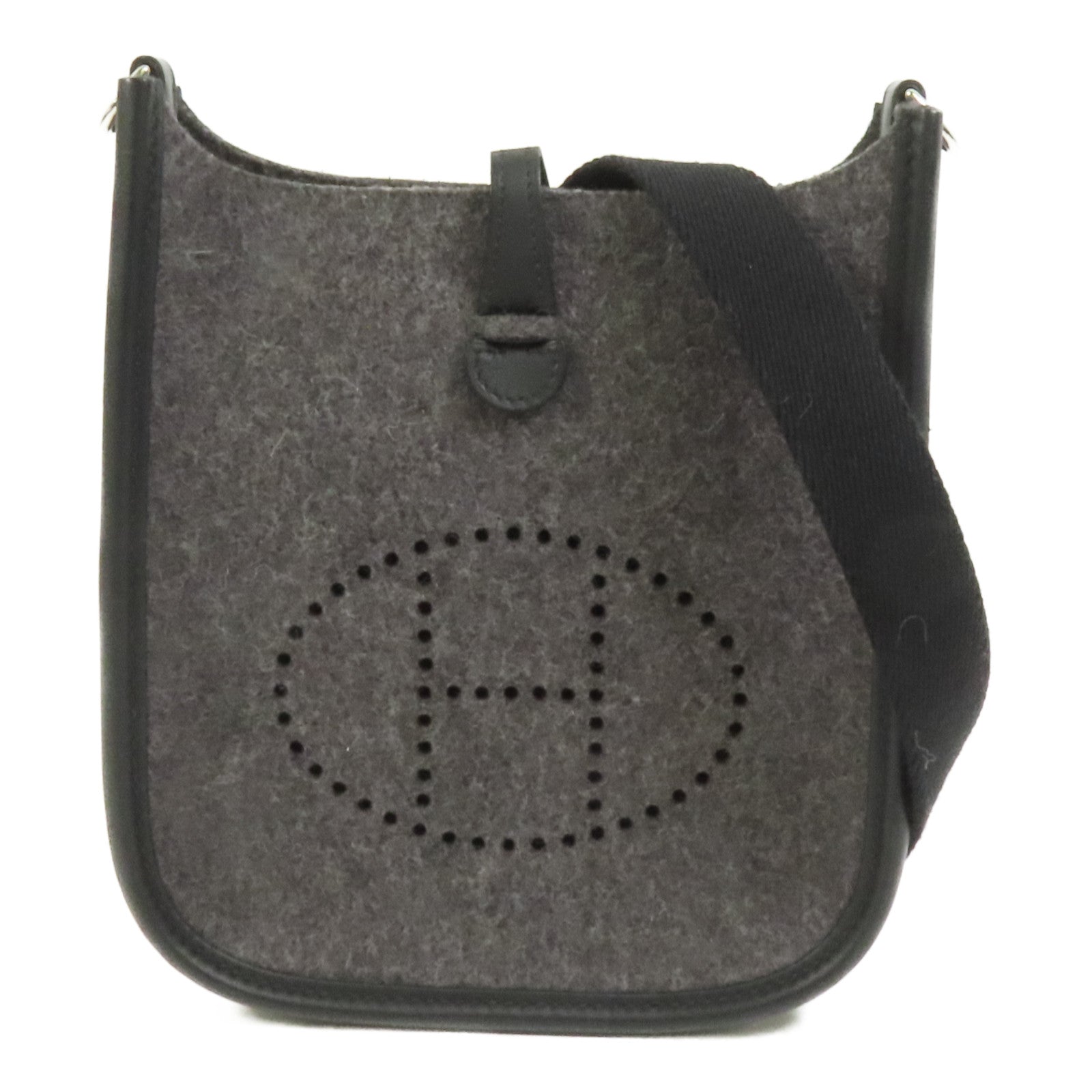 HERMES 羊毛Evelyne TPM銀扣肩背袋Grey