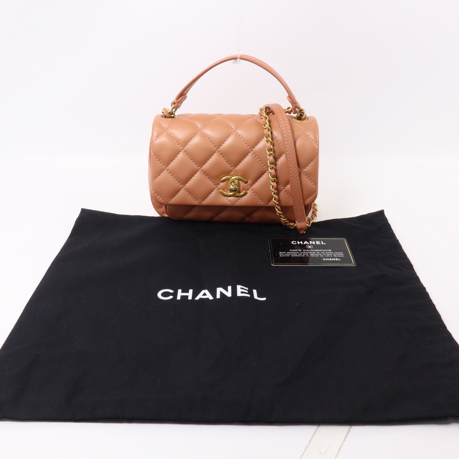 CHANEL 羊皮皮革Chain Shoulder鏈帶手挽肩背兩用袋