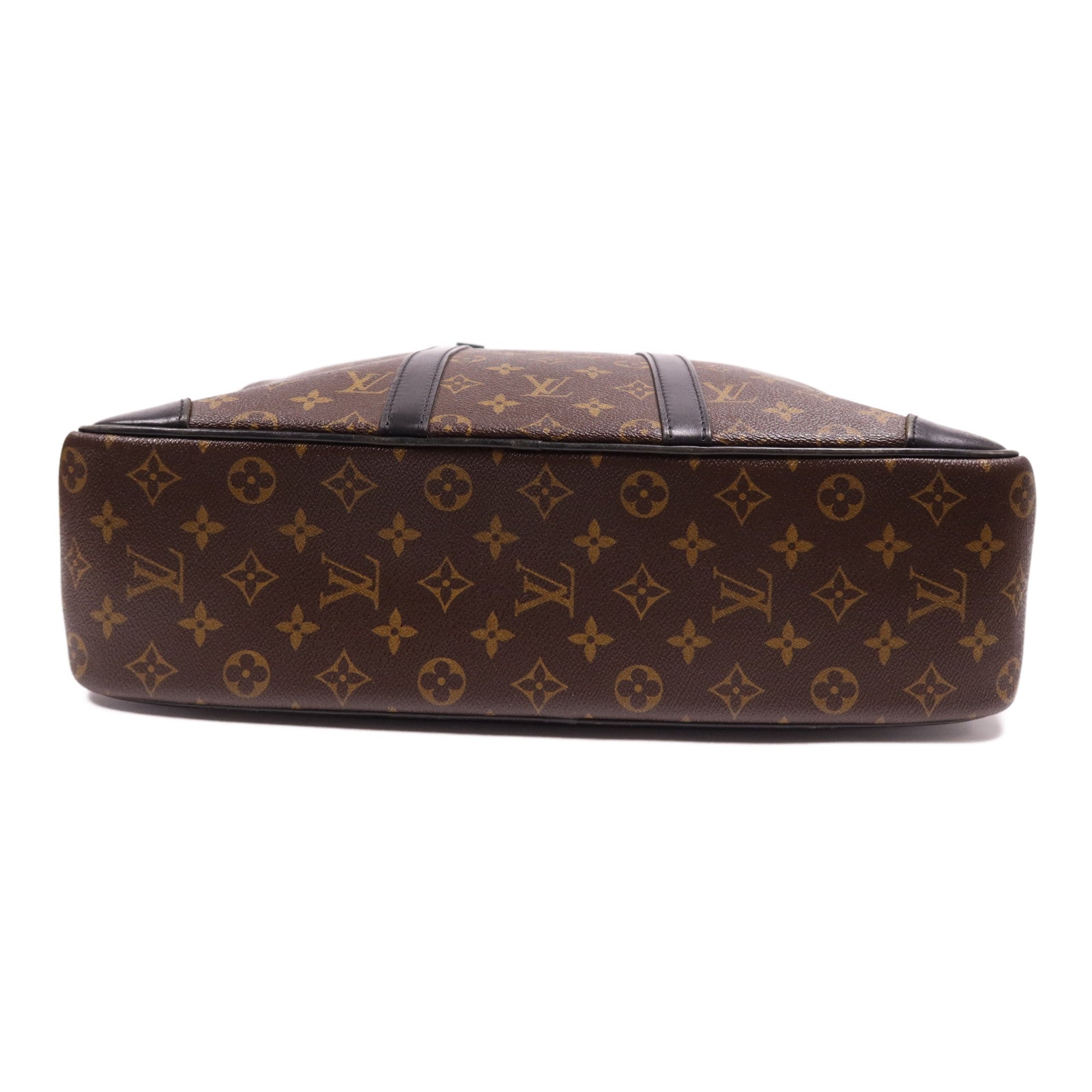 LOUIS VUITTON Monogram Macassar Porte Documents銀扣手挽袋
