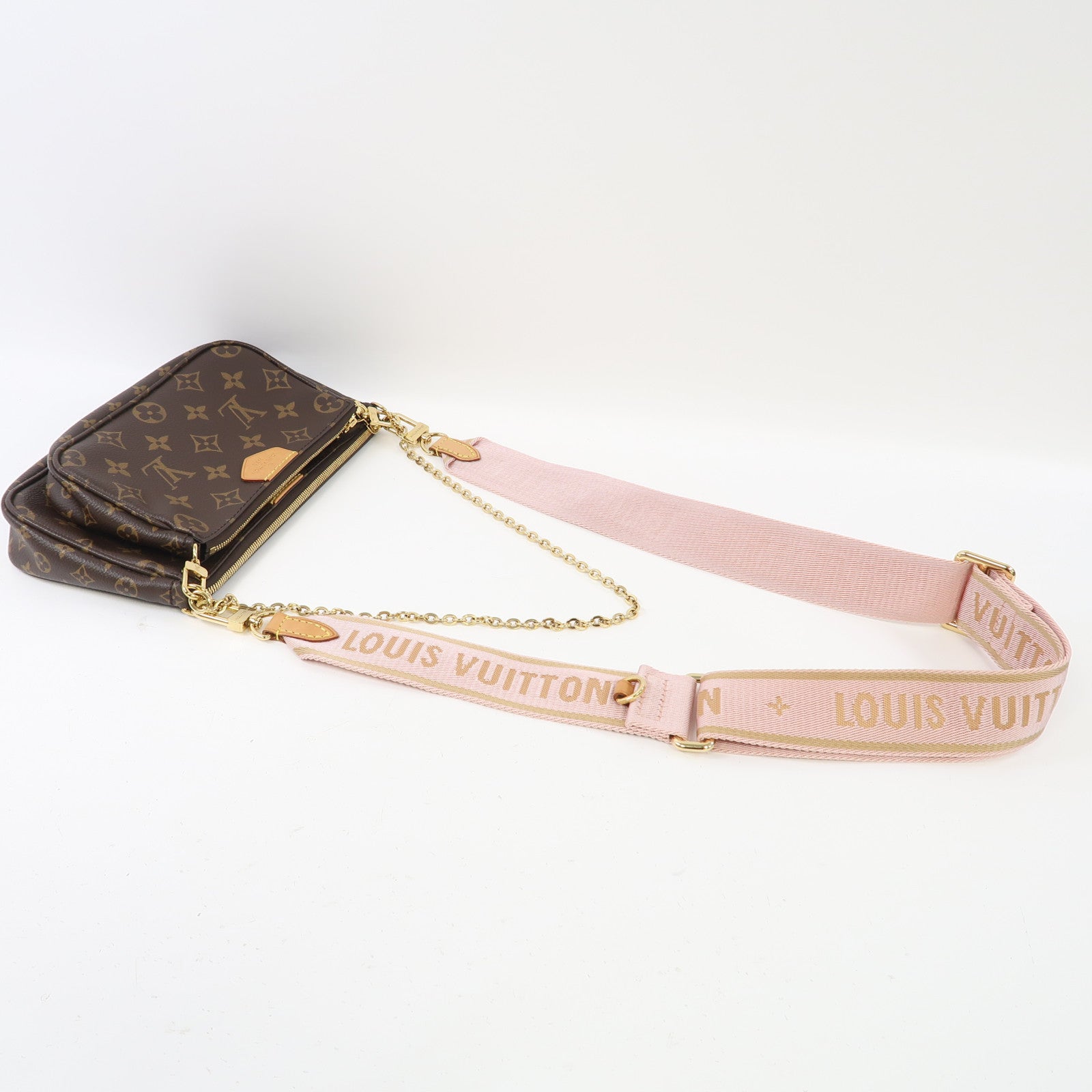 LOUIS VUITTON 【激減優惠】Monogram Multi Pochette Accessoires金扣肩背袋啡色