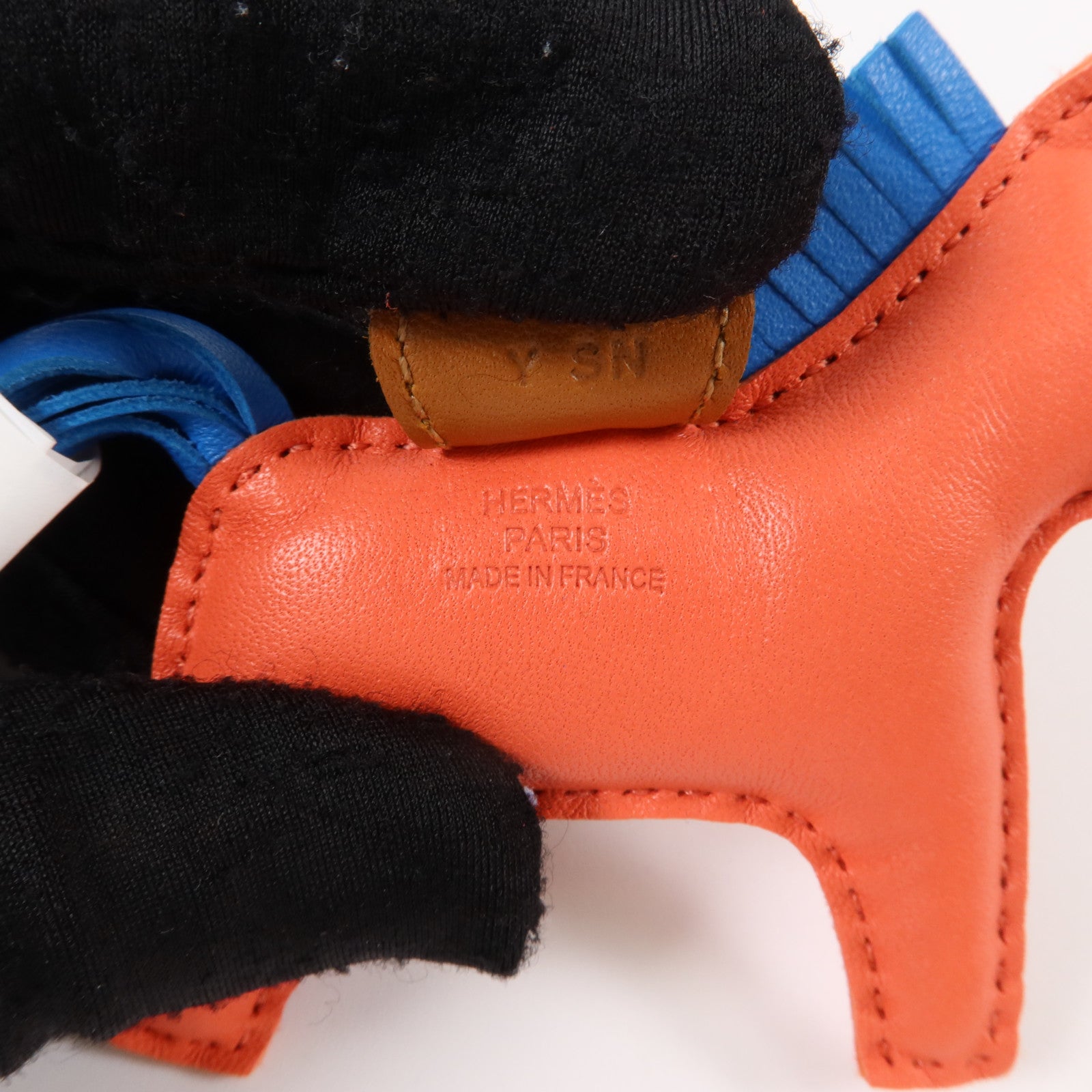 HERMES Milo皮革Rodeo PM掛飾Rose Texas/Bleu Zanzibar/Gold