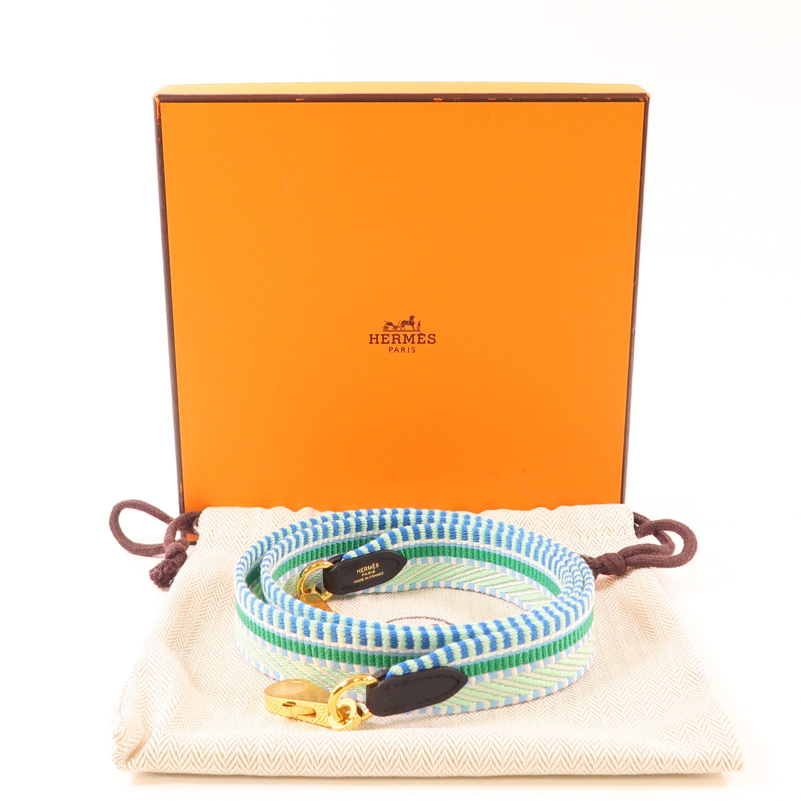 HERMES Canvas Sangle Cavele Strap金扣肩背帶彩色