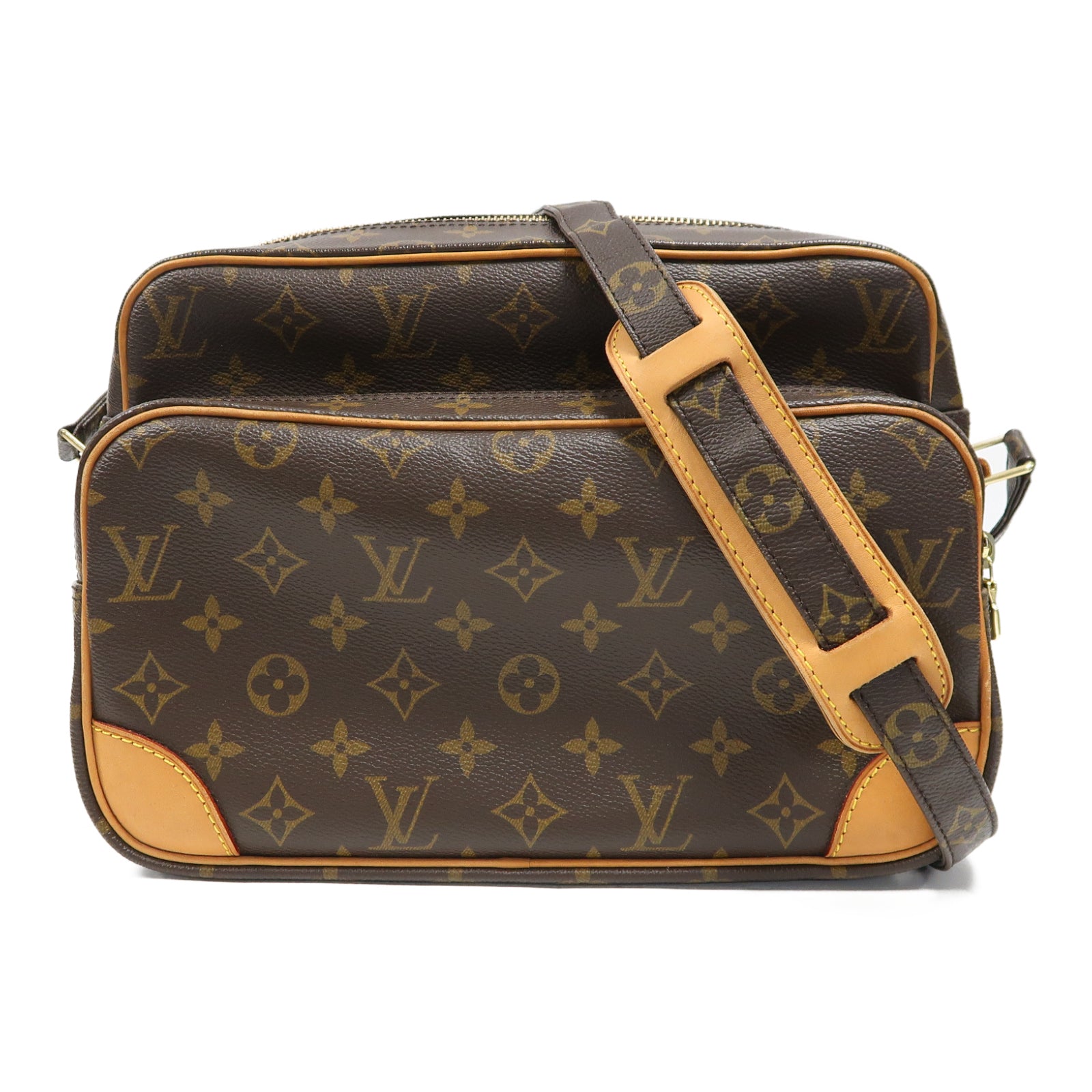 LOUIS VUITTON Monogram Nile金扣肩背袋啡色