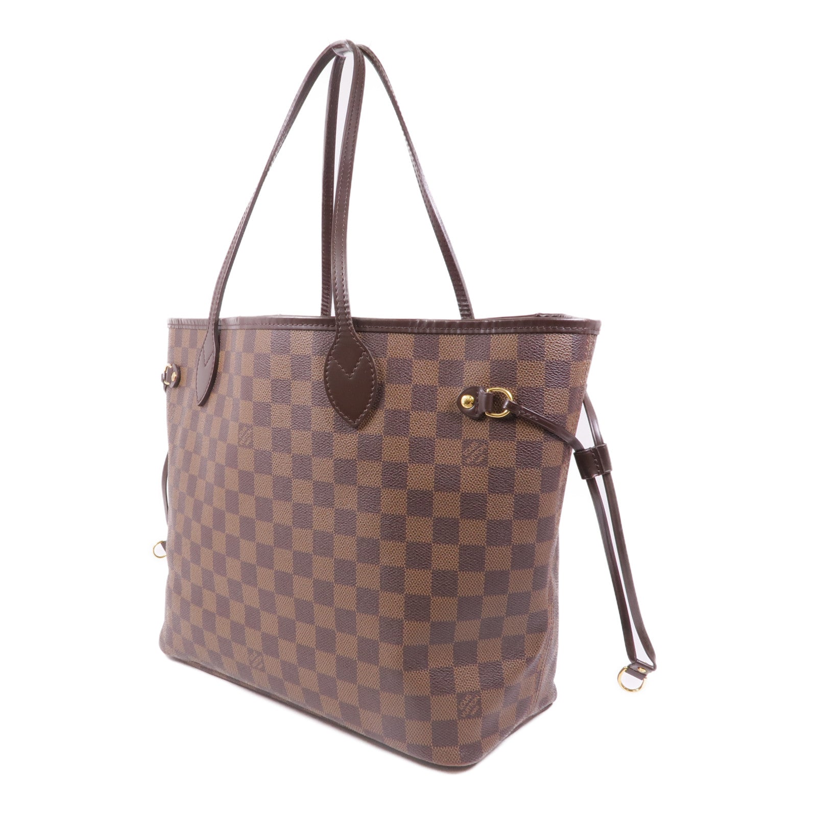 LOUIS VUITTON Damier Neverfull MM金扣手挽袋