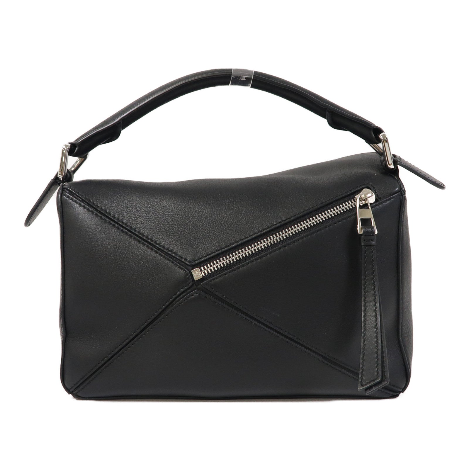 LOEWE 牛皮皮革Small Puzzle銀扣手挽肩背兩用袋黑色