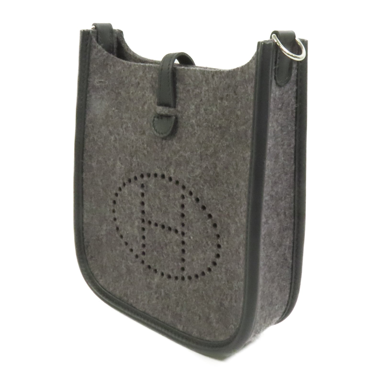 HERMES 羊毛Evelyne TPM銀扣肩背袋Grey