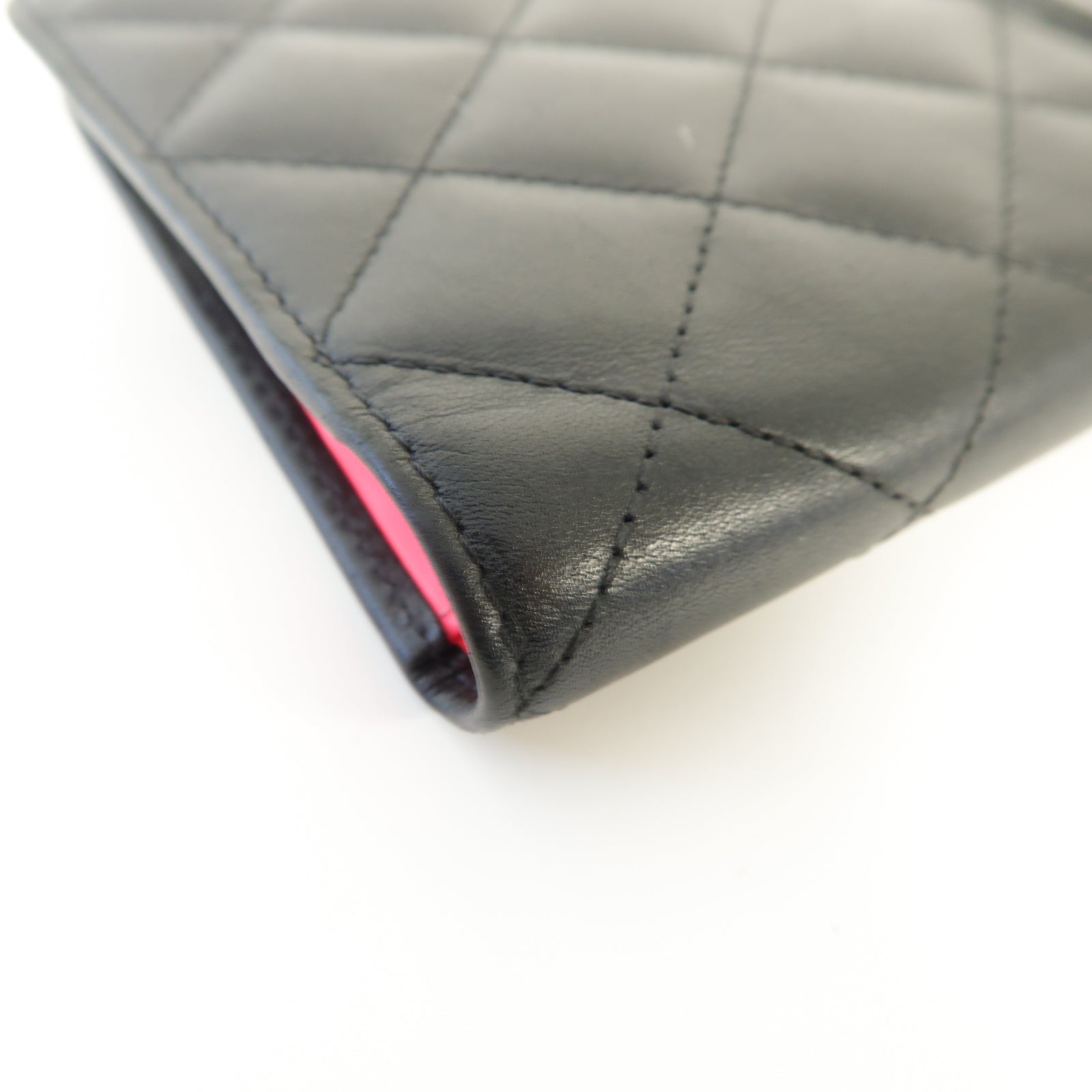 CHANEL **【激減優惠】菱格牛皮皮革Cambon Line Long Wallet銀扣長錢包黒色