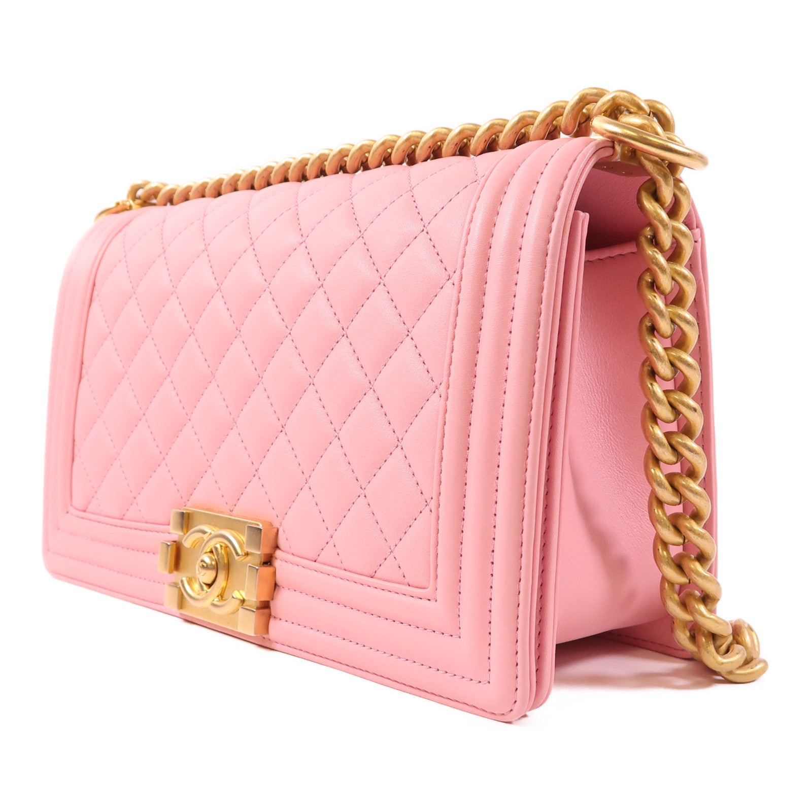 CHANEL 羊皮皮革Boy Chanel金扣肩背袋